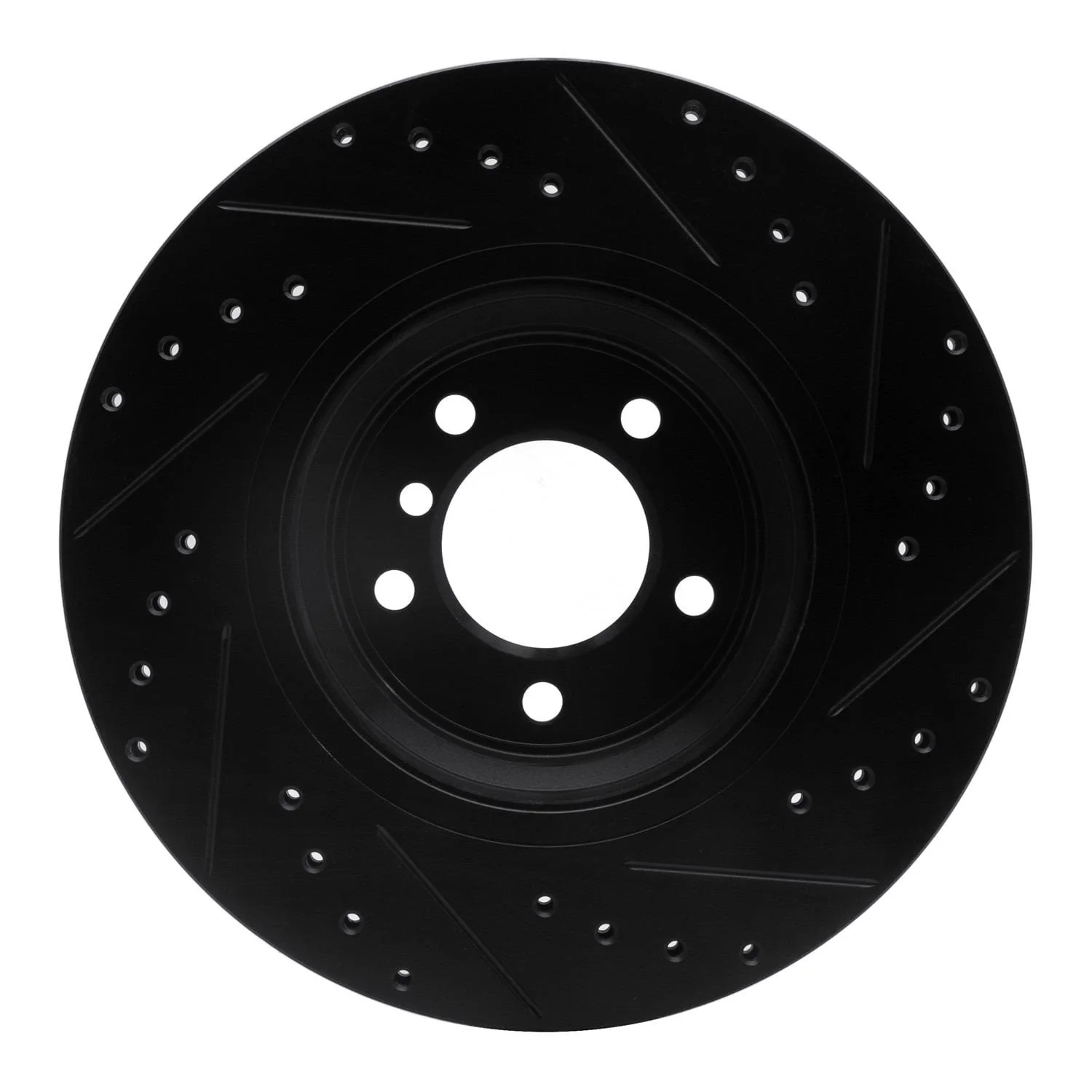 R1 Concepts 07-15 BMW 335I xDrive Front Left Drilled & Slotted Black Brake Rotor - Image 2