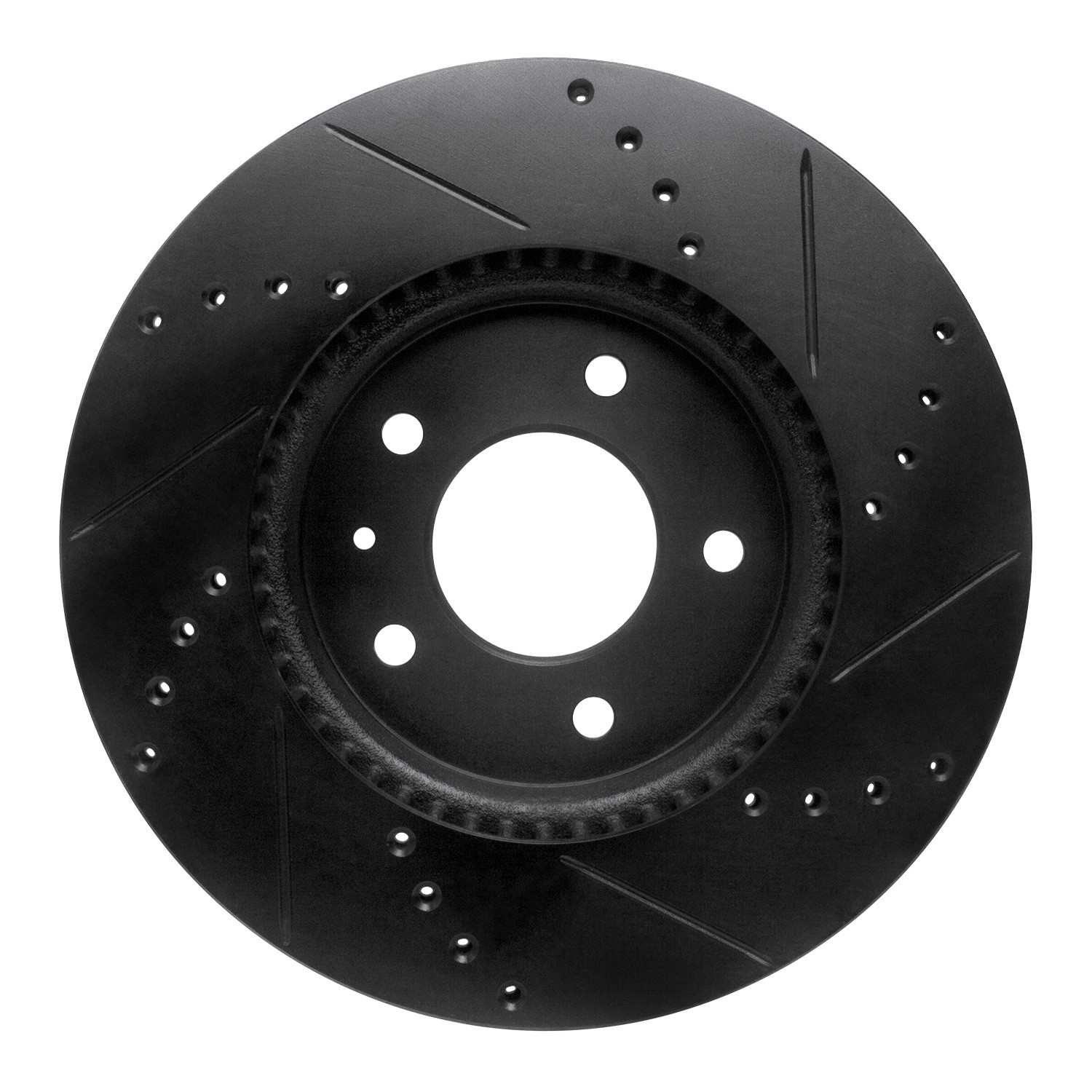 R1 Concepts 07-15 Chevrolet Captiva Front Left Drilled & Slotted Black Brake Rotor - Image 2