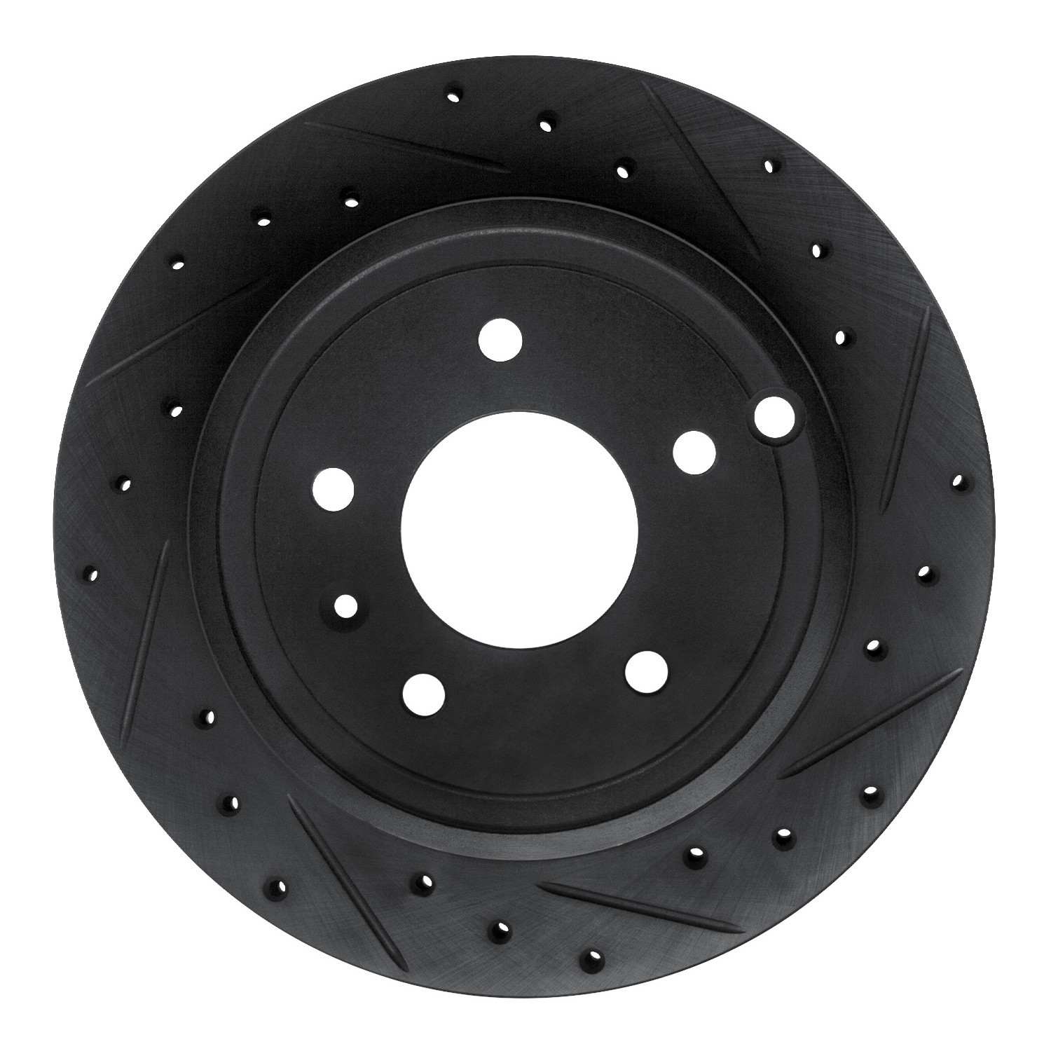 R1 Concepts 07-15 Chevrolet Captiva Rear Right Drilled & Slotted Black Brake Rotor