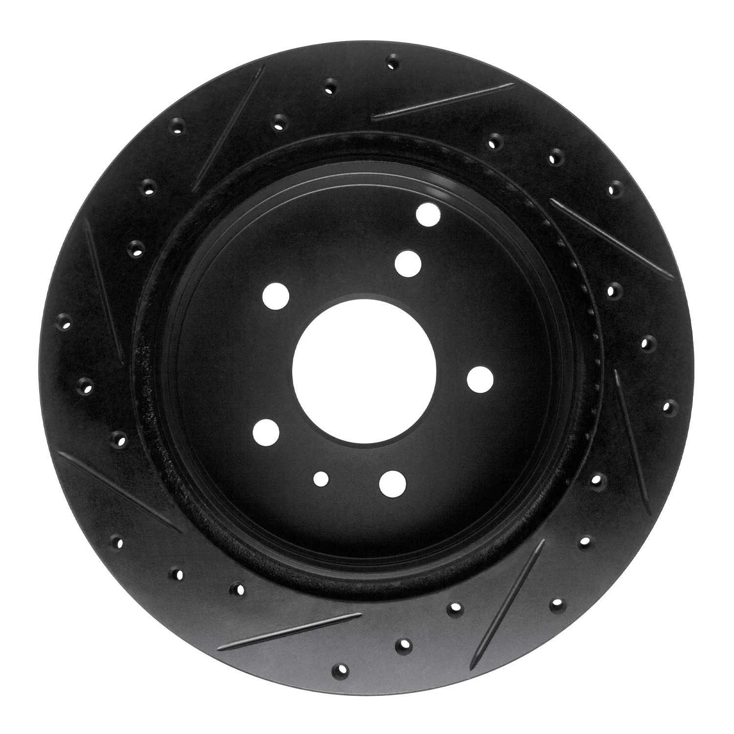 R1 Concepts 07-15 Chevrolet Captiva Rear Right Drilled & Slotted Black Brake Rotor - Image 2