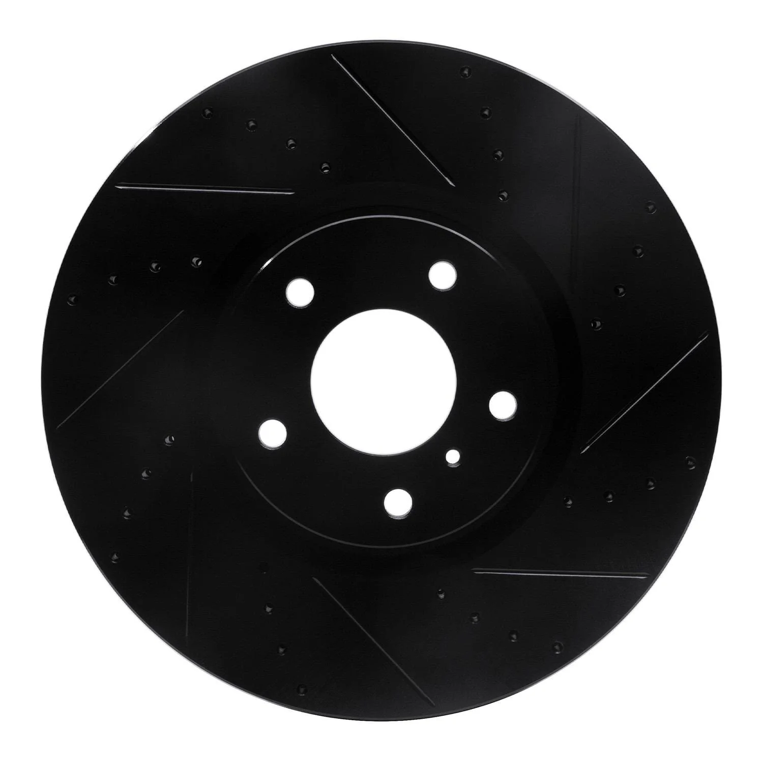 R1 Concepts 07-15 Infiniti G35 Front Right Drilled & Slotted Black Brake Rotor