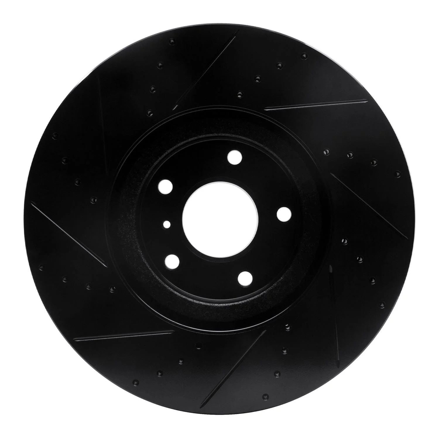 R1 Concepts 07-15 Infiniti G35 Front Right Drilled & Slotted Black Brake Rotor - Image 2