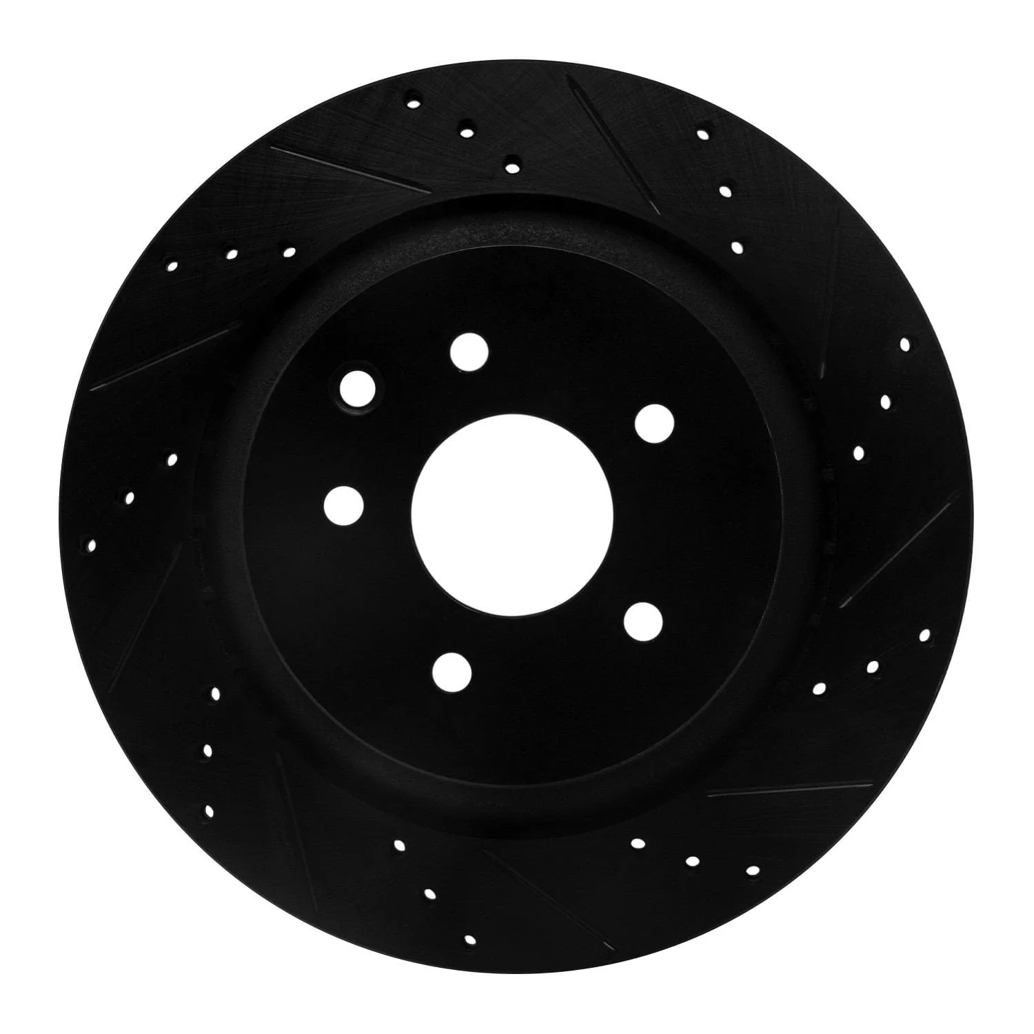 R1 Concepts 07-15 Infiniti G35 Rear Right Drilled & Slotted Black Brake Rotor
