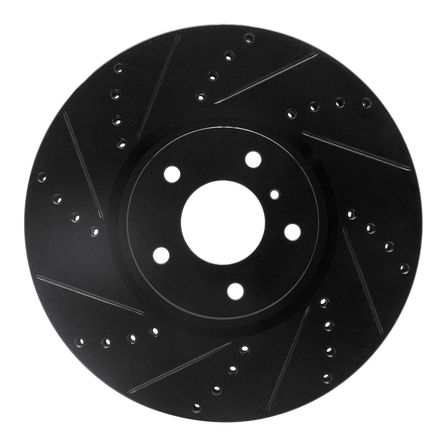 R1 Concepts 07-15 Infiniti Q60 Front Left Drilled & Slotted Black Brake Rotor