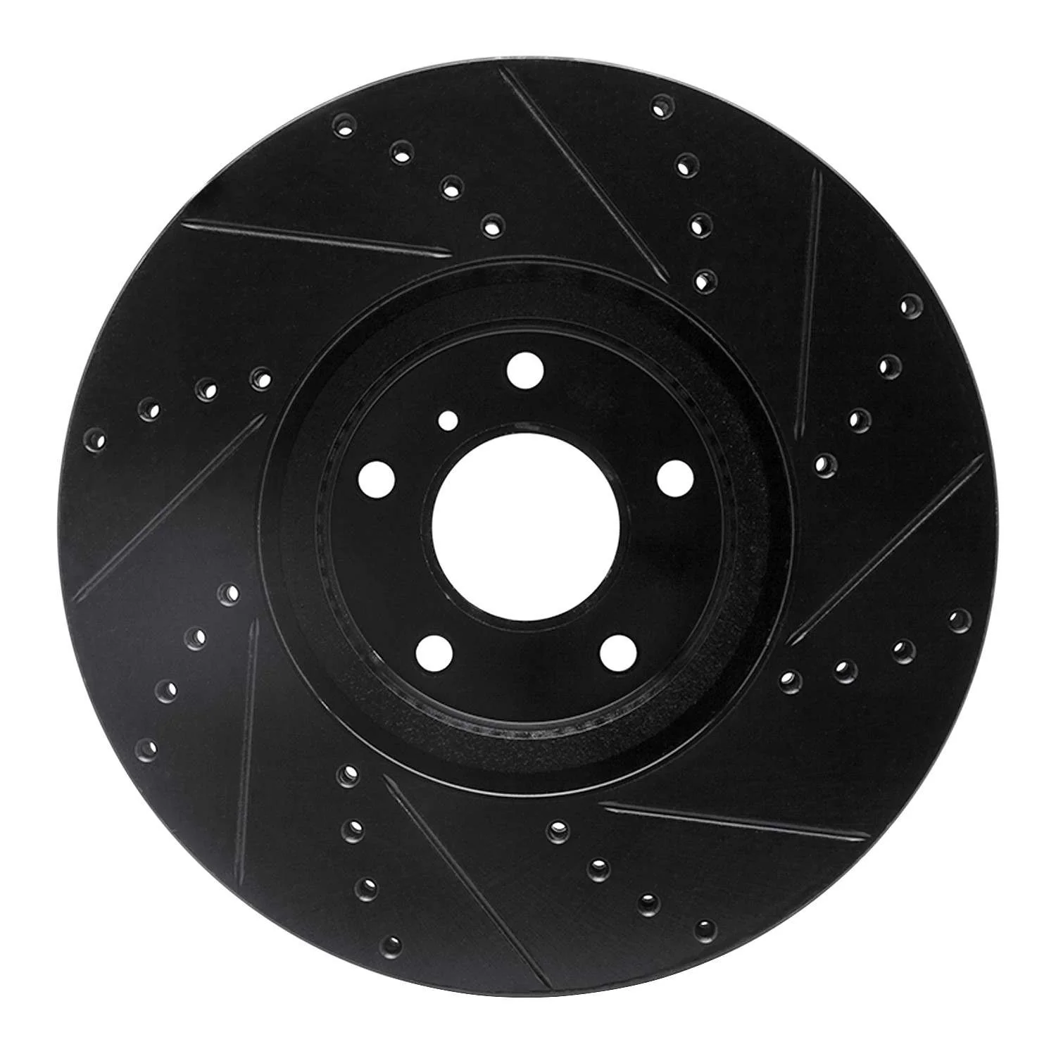 R1 Concepts 07-15 Infiniti Q60 Front Left Drilled & Slotted Black Brake Rotor - Image 2