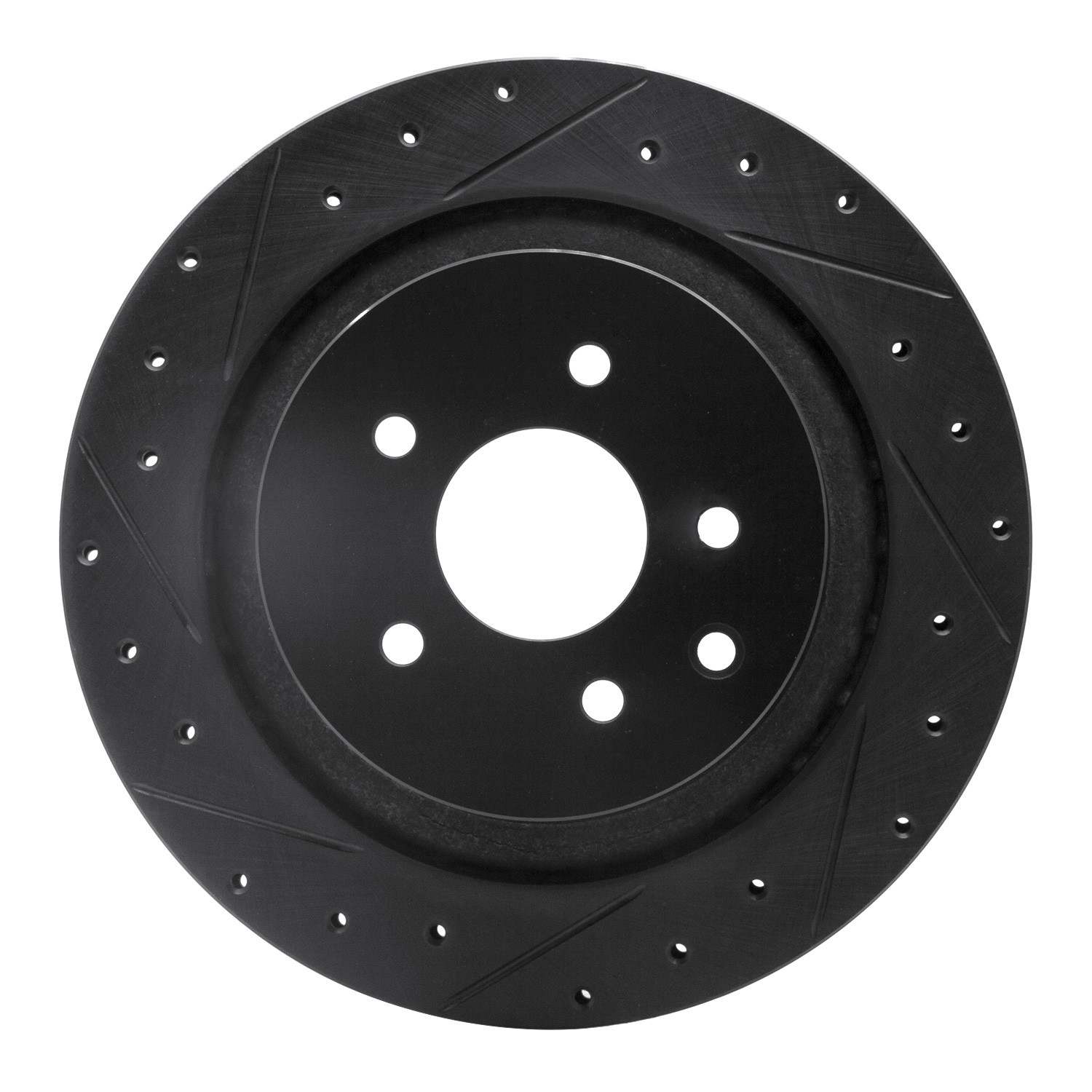 R1 Concepts 07-15 Infiniti Q60 Rear Left Drilled & Slotted Black Brake Rotor