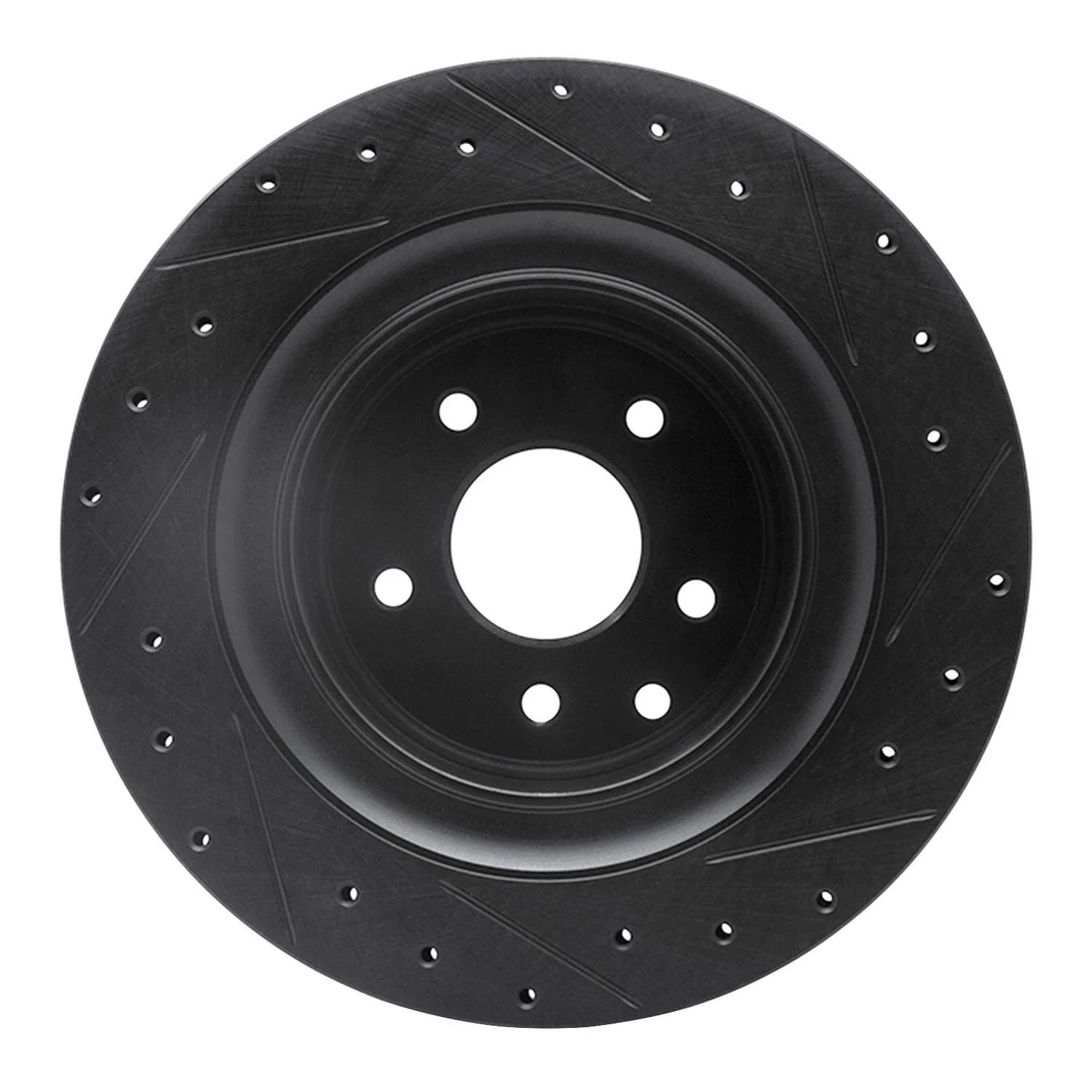 R1 Concepts 07-15 Infiniti Q60 Rear Left Drilled & Slotted Black Brake Rotor - Image 2