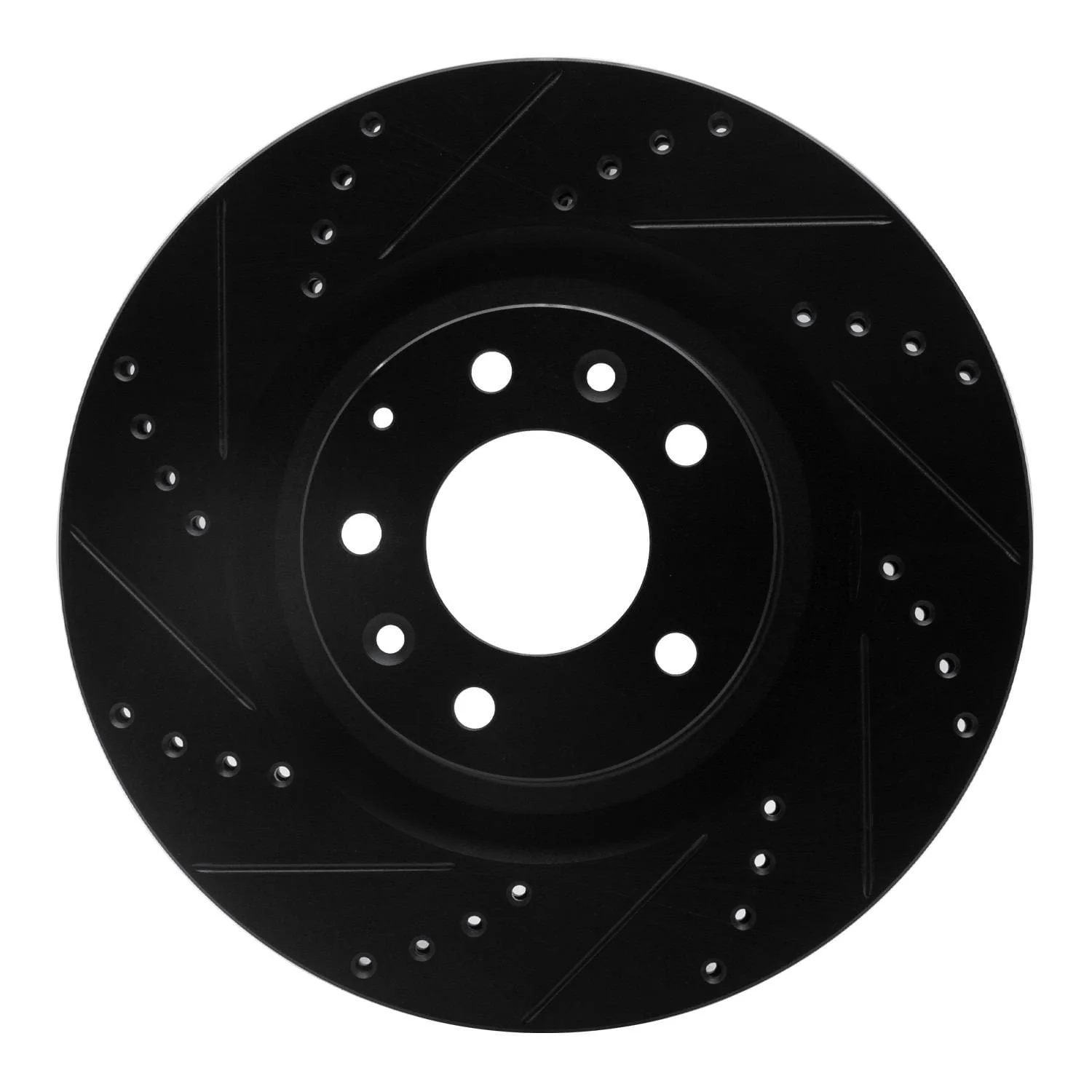 R1 Concepts 07-15 Mazda CX-9 Front Left Drilled & Slotted Black Brake Rotor