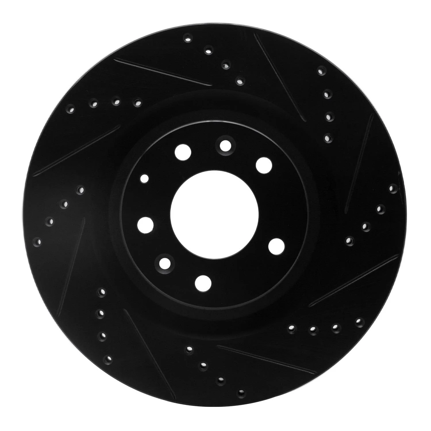 R1 Concepts 07-15 Mazda CX-9 Front Right Drilled & Slotted Black Brake Rotor