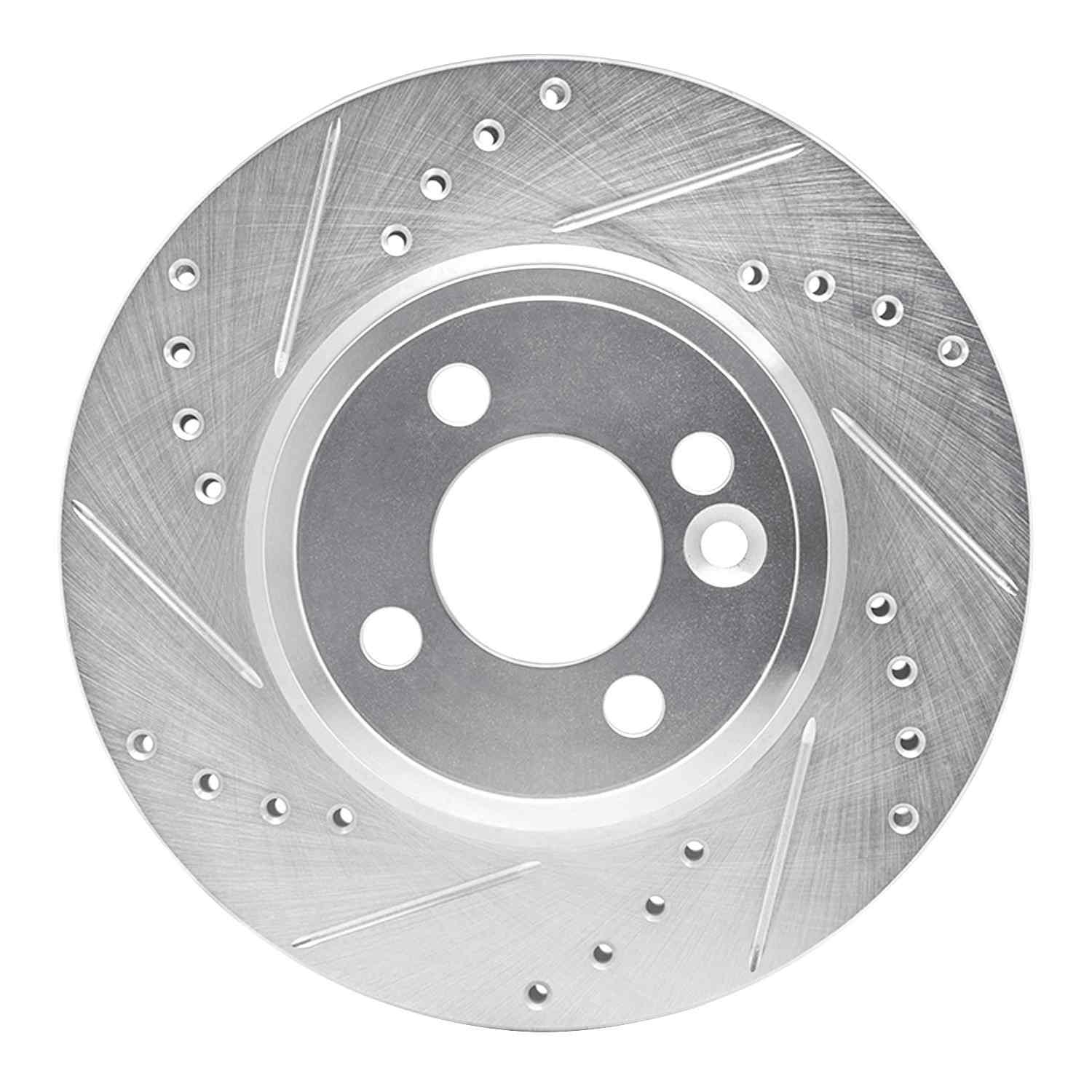 R1 Concepts 07-15 Mini Cooper Clubman Front Left Drilled & Slotted Silver Brake Rotor