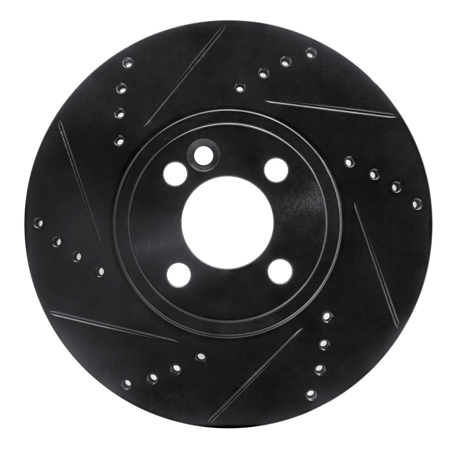 R1 Concepts 07-15 Mini Cooper (Excl Clubman) Front Left Drilled & Slotted Black Brake Rotor