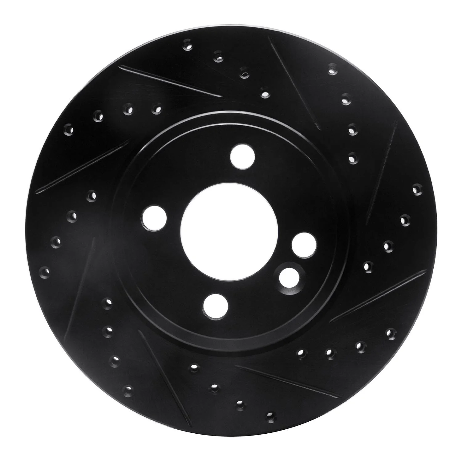 R1 Concepts 07-15 Mini Cooper (Excl Clubman) Front Right Drilled & Slotted Black Brake Rotor