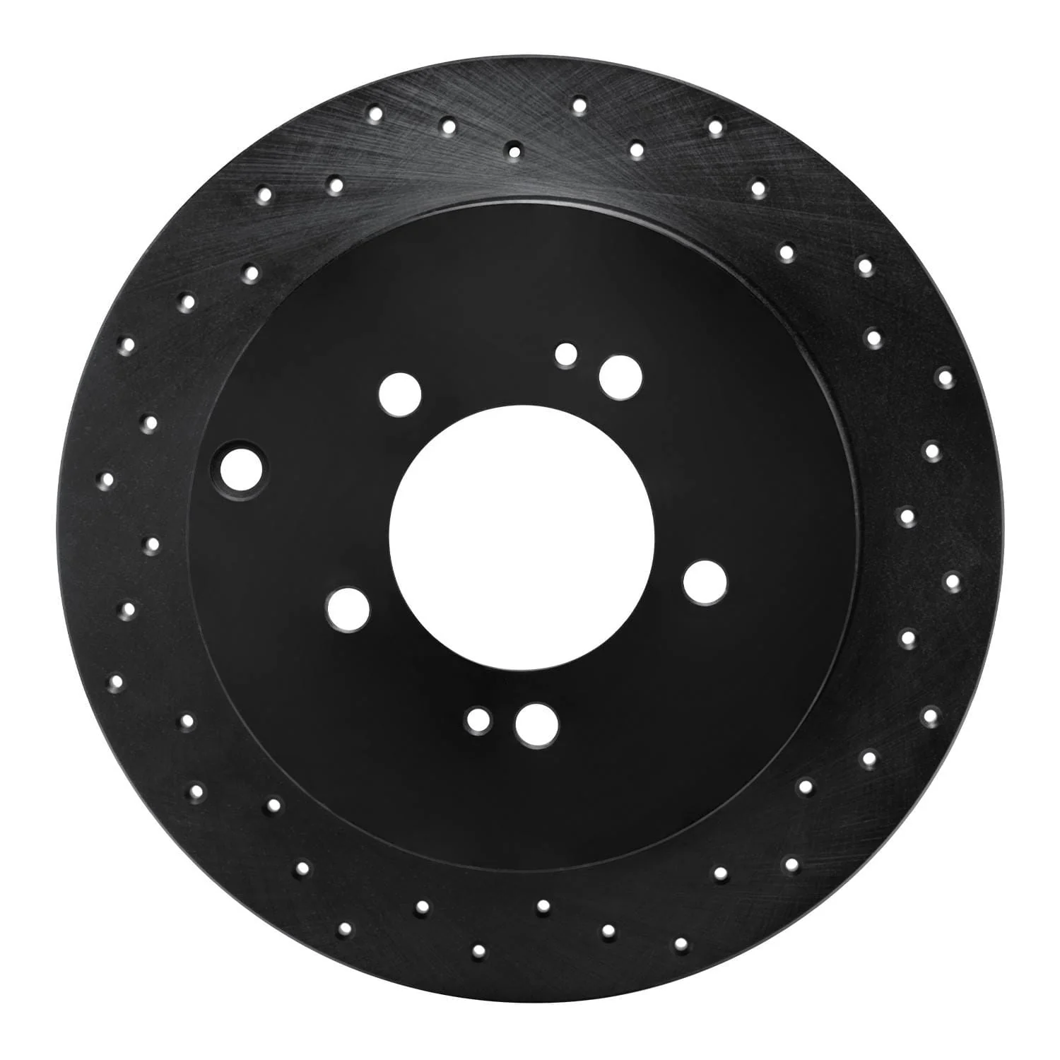 R1 Concepts 07-15 Mitsubishi Lancer Rear Right Drilled Black Brake Rotor