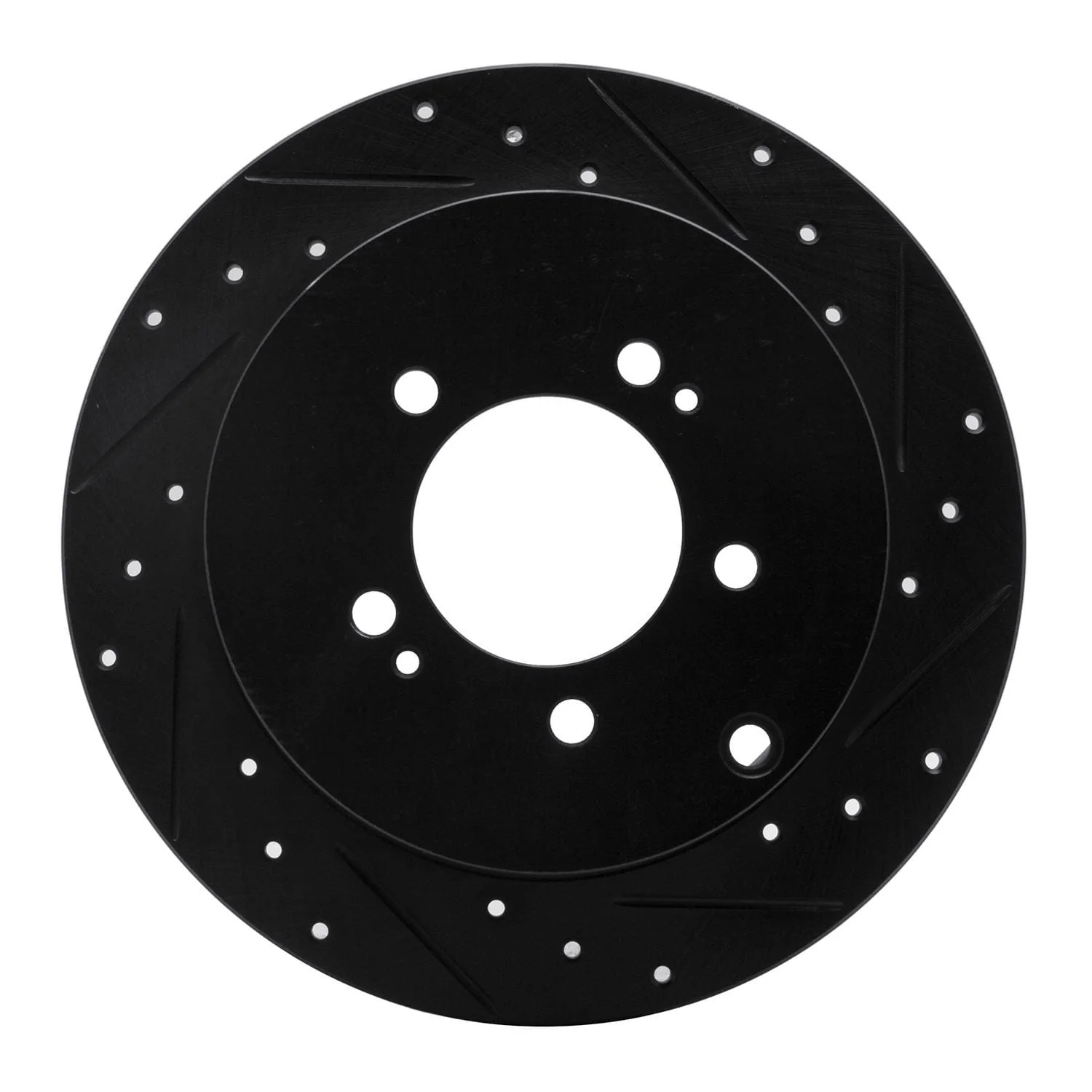R1 Concepts 07-15 Mitsubishi Lancer Rear Right Drilled & Slotted Black Brake Rotor