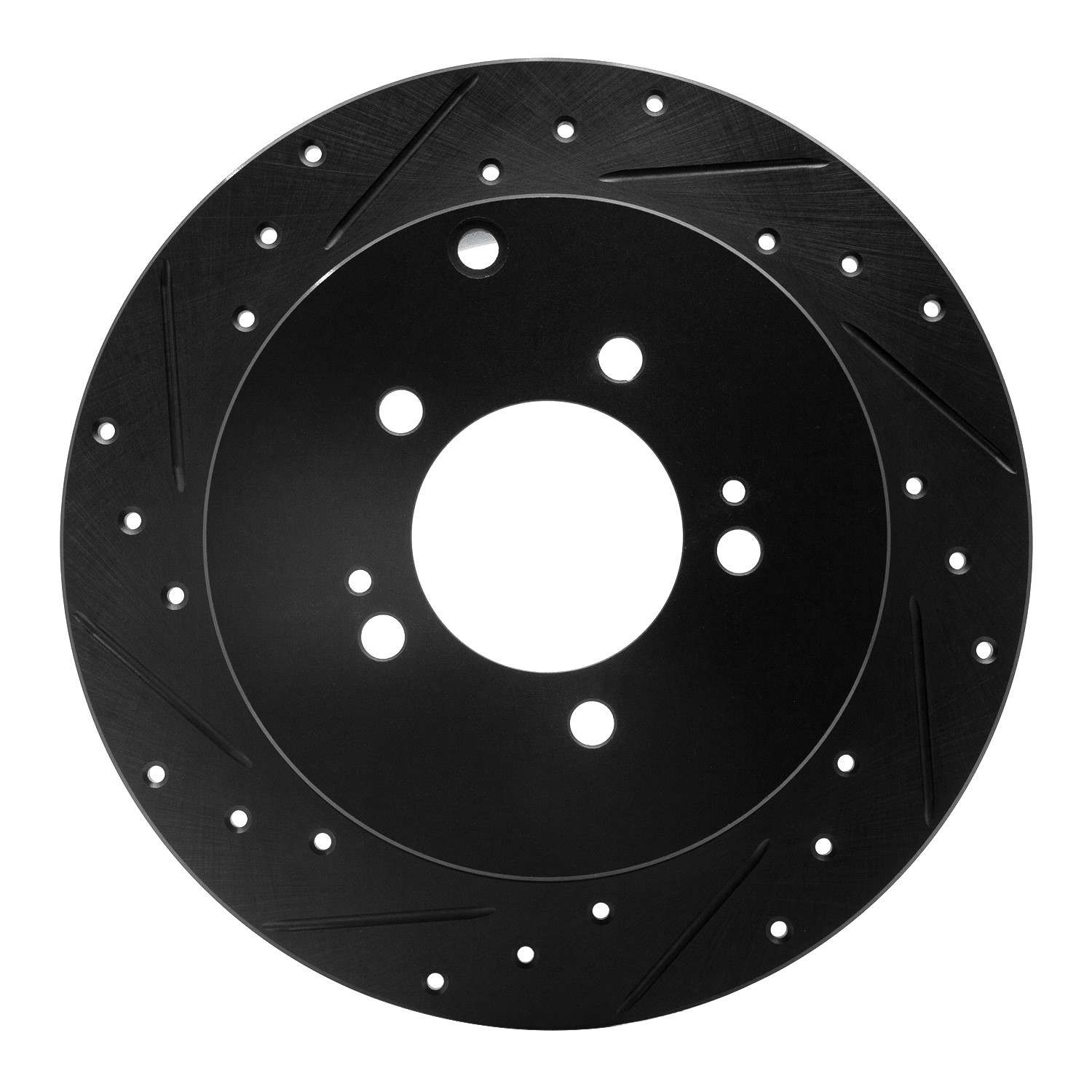 R1 Concepts 07-15 Mitsubishi Outlander Rear Left Drilled & Slotted Black Brake Rotor