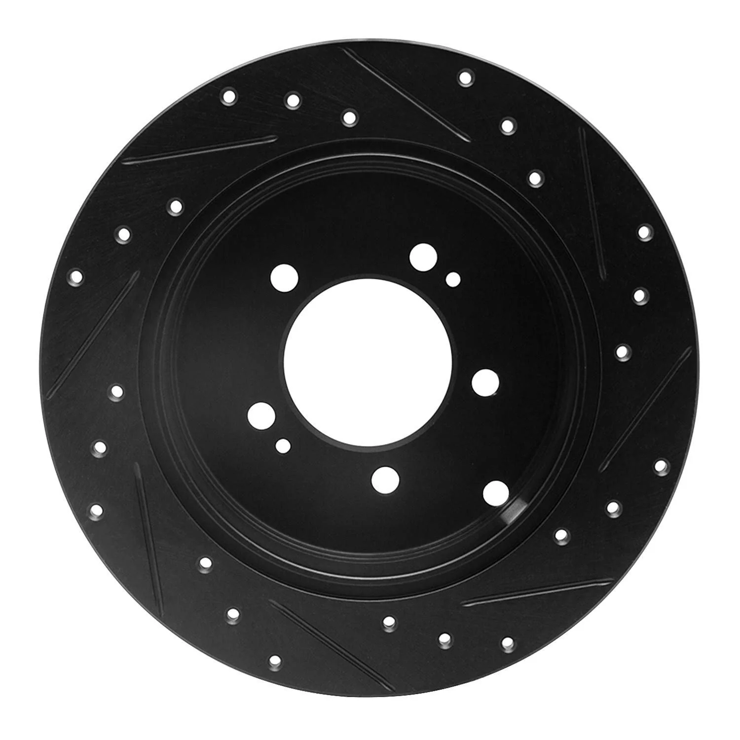 R1 Concepts 07-15 Mitsubishi Outlander Rear Left Drilled & Slotted Black Brake Rotor - Image 2