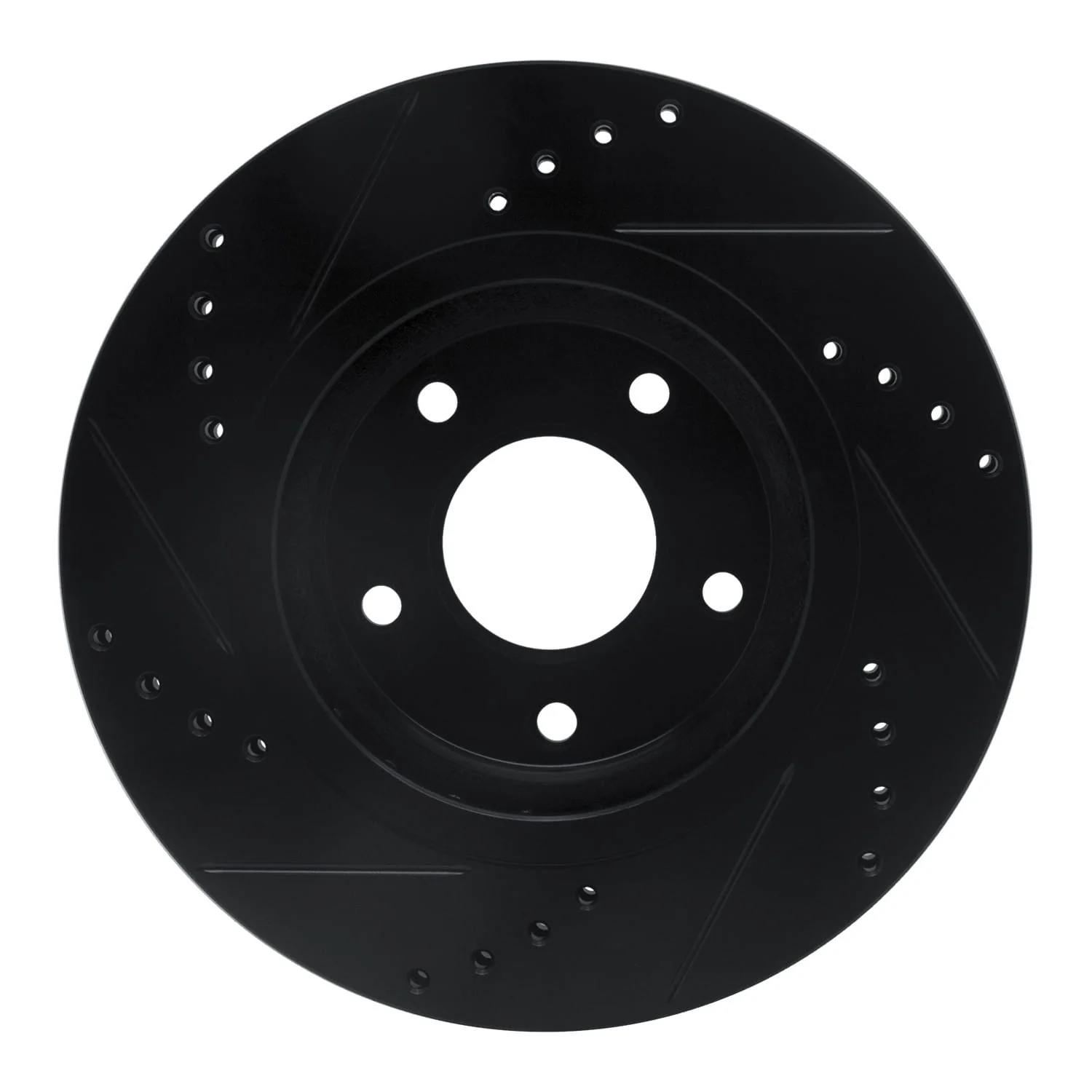 R1 Concepts 07-15 Nissan Rogue Front Right Drilled & Slotted Black Brake Rotor - Image 2