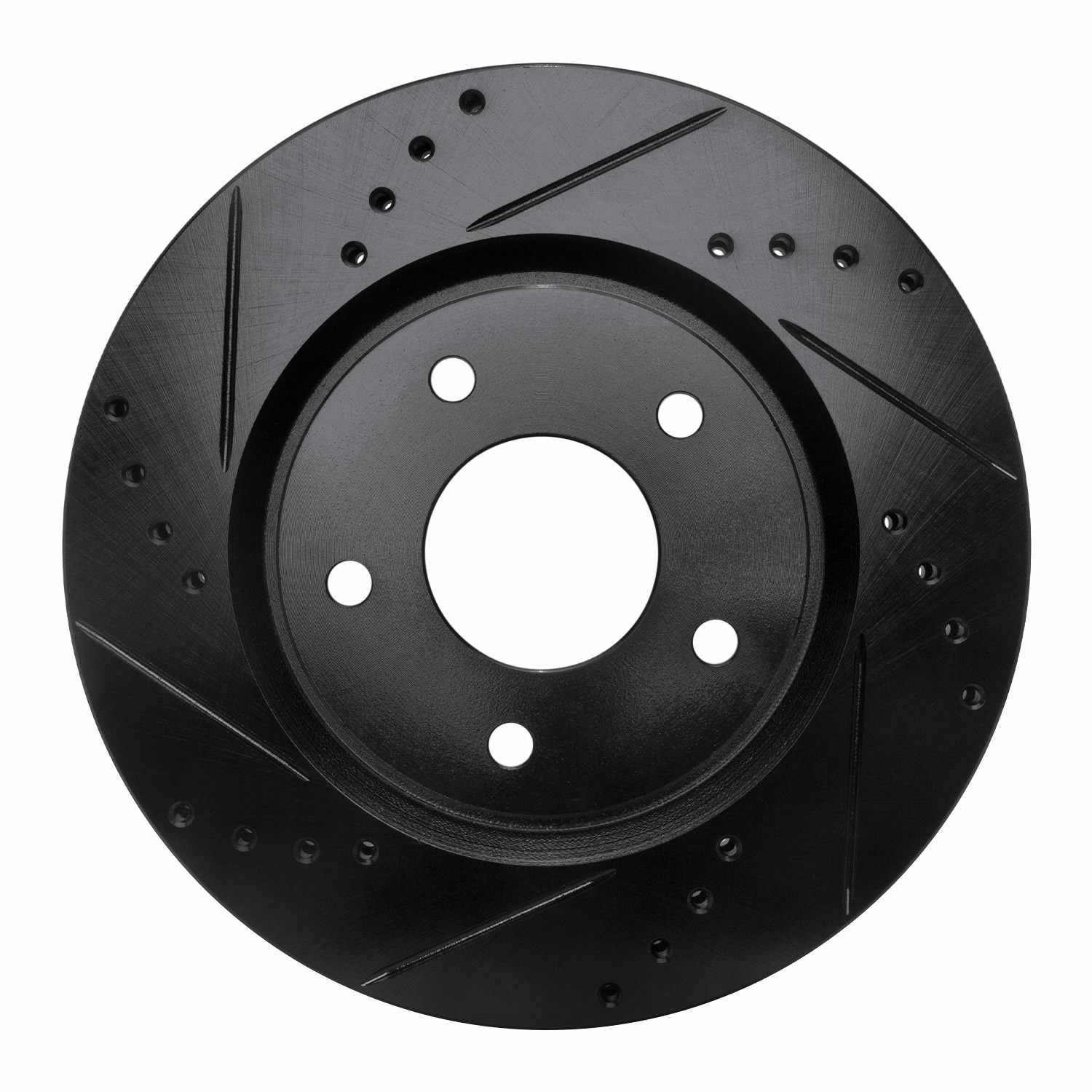 R1 Concepts 07-15 Nissan Sentra Front Left Drilled & Slotted Black Brake Rotor