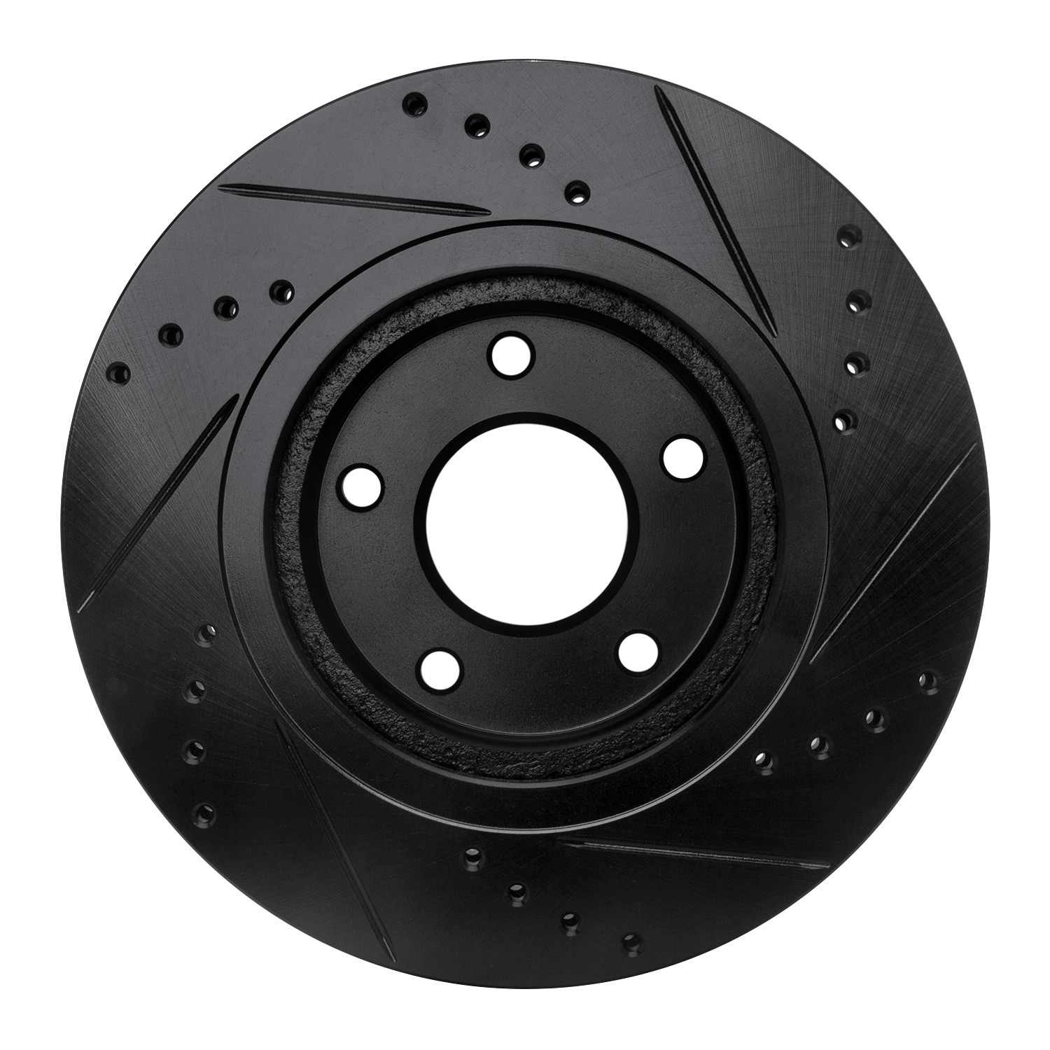 R1 Concepts 07-15 Nissan Sentra Front Left Drilled & Slotted Black Brake Rotor - Image 2