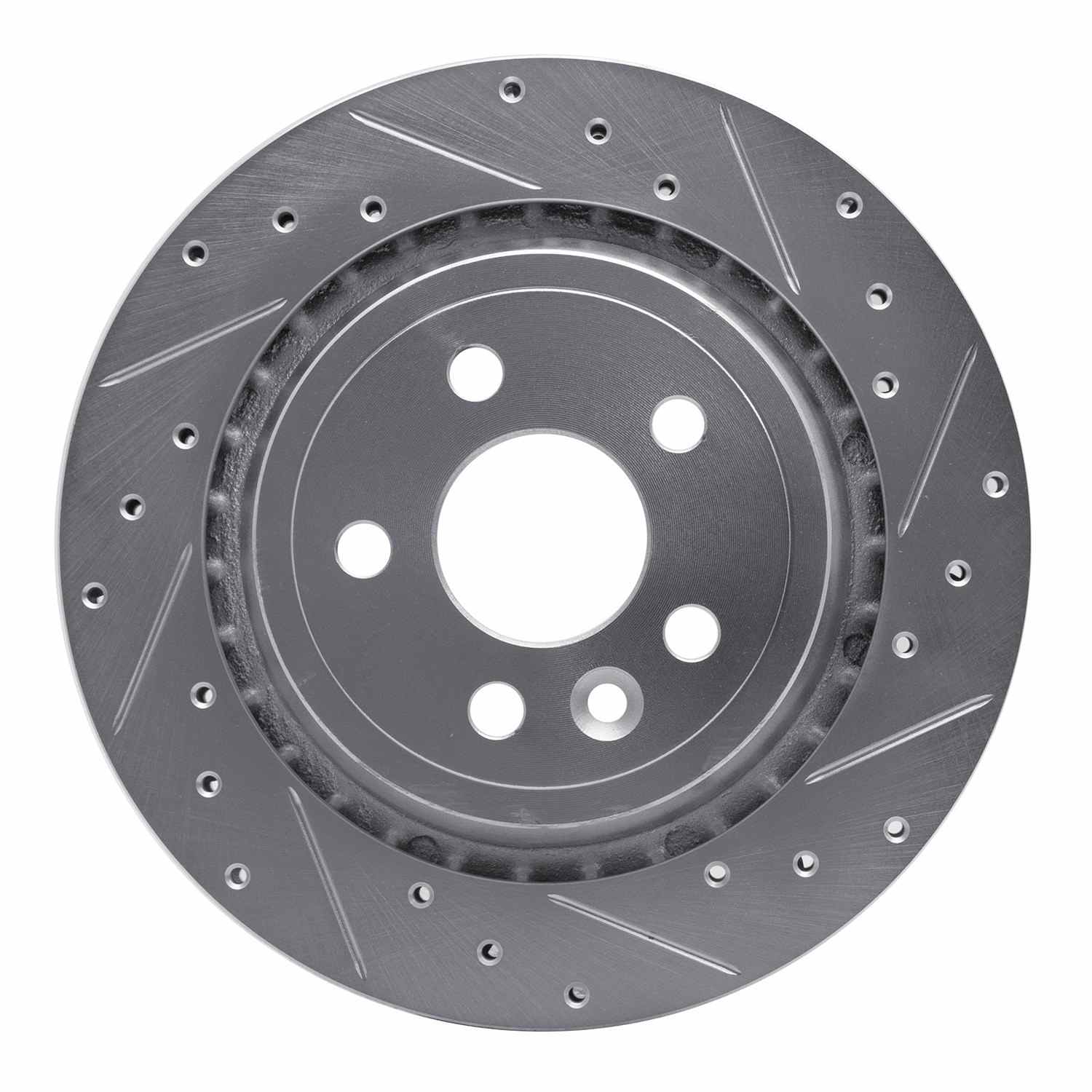 R1 Concepts 07-15 Volvo S80 Rear Right Drilled & Slotted Silver Brake Rotor