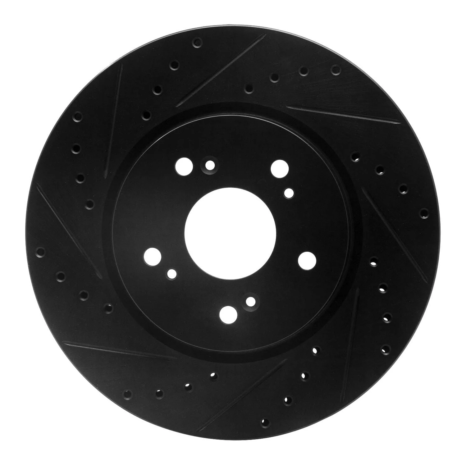R1 Concepts 07-16 Acura RDX Front Left Drilled & Slotted Black Brake Rotor
