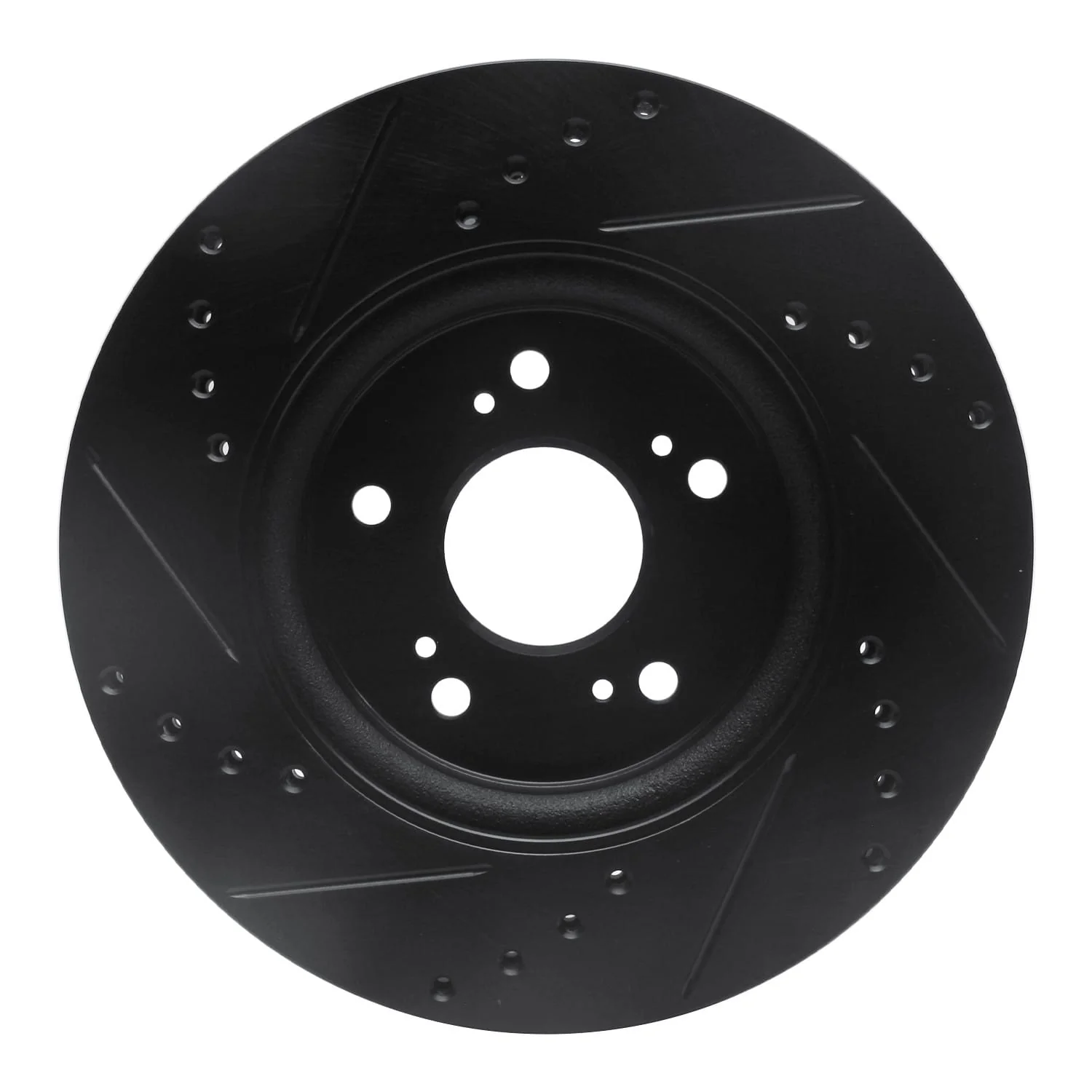 R1 Concepts 07-16 Acura RDX Front Right Drilled & Slotted Black Brake Rotor - Image 2