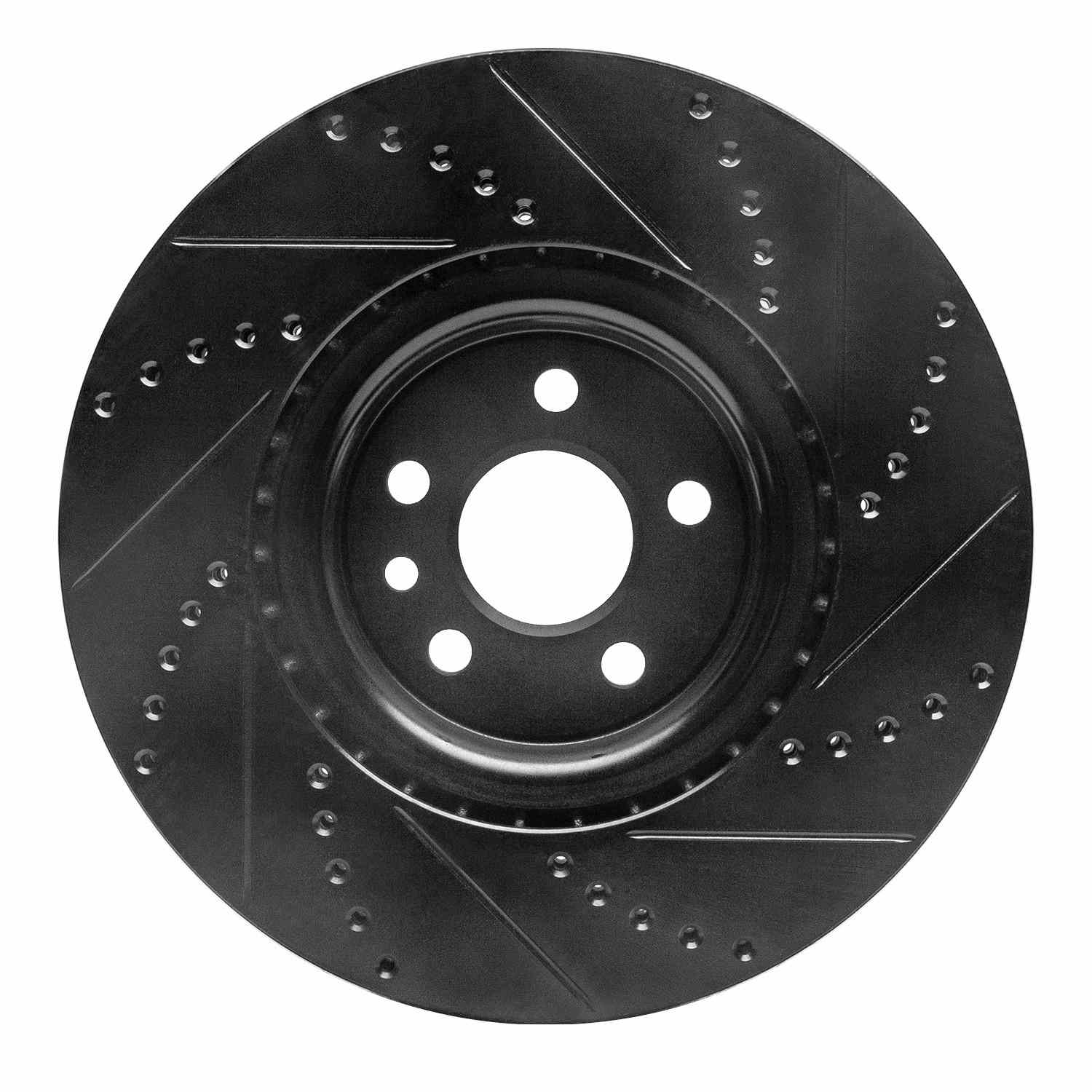R1 Concepts 07-16 Volvo S80 Front Left Drilled & Slotted Black Brake Rotor - Image 2