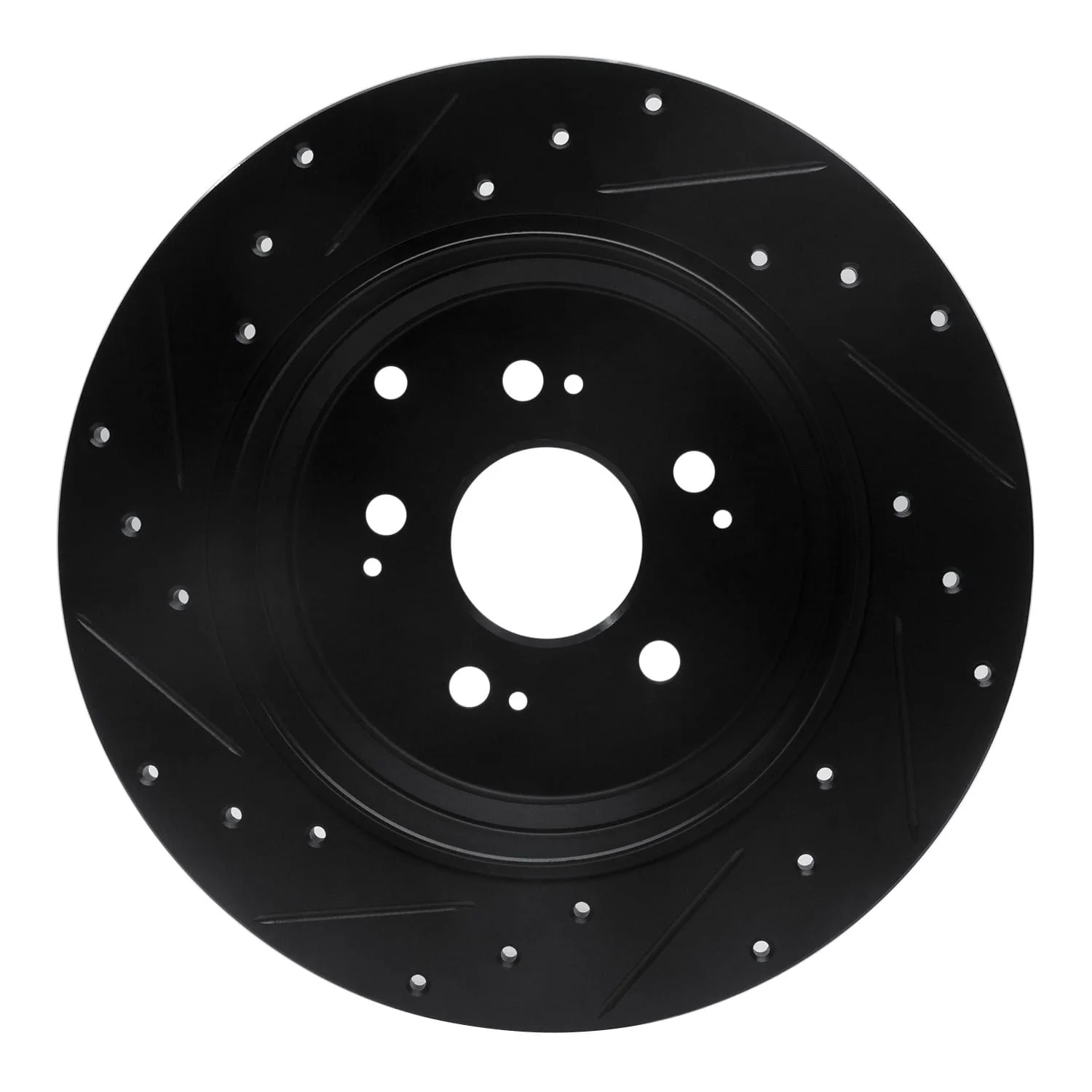 R1 Concepts 07-17 Acura MDX Rear Right Drilled & Slotted Black Brake Rotor - Image 2