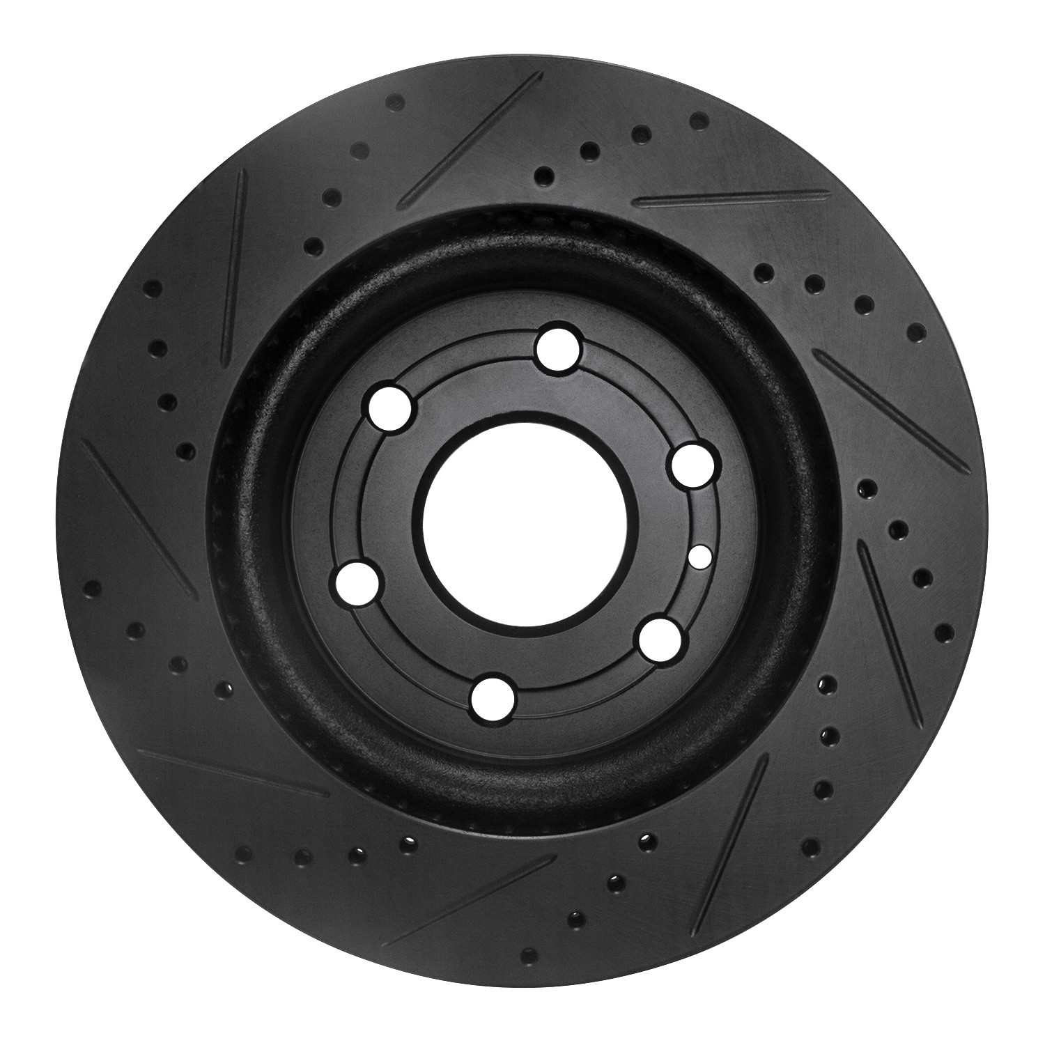 R1 Concepts 07-17 Buick Enclave Front Right Drilled & Slotted Black Brake Rotor - Image 2