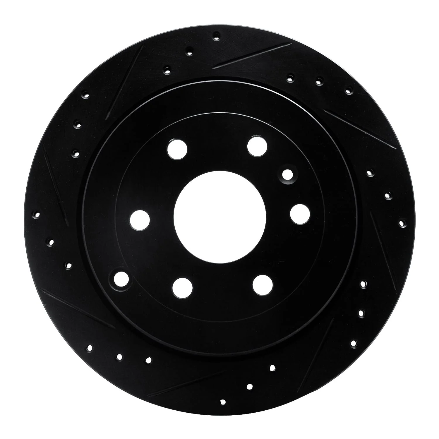 R1 Concepts 07-17 Buick Enclave Rear Left Drilled & Slotted Black Brake Rotor