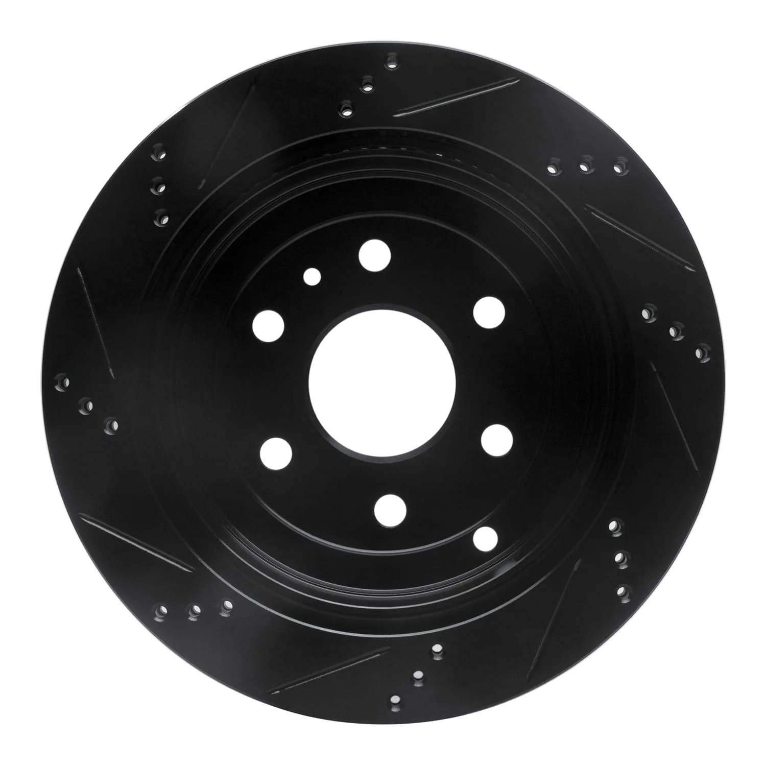 R1 Concepts 07-17 Buick Enclave Rear Right Drilled & Slotted Black Brake Rotor - Image 2