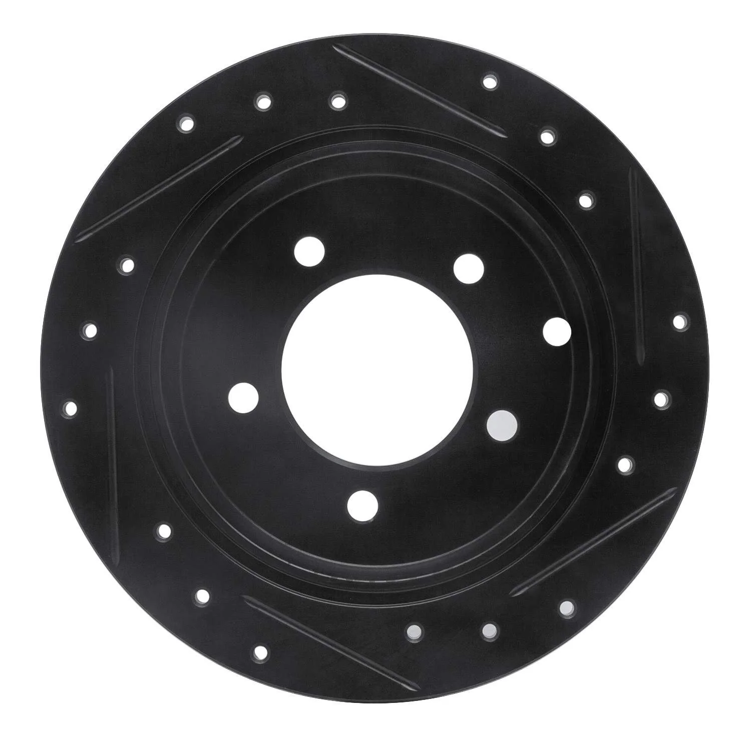 R1 Concepts 07-17 Chrysler 200 Rear Left Drilled & Slotted Black Brake Rotor - Image 2