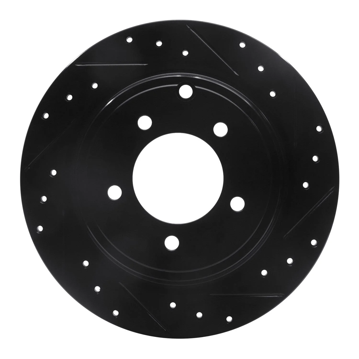 R1 Concepts 07-17 Chrysler Sebring Rear Right Drilled & Slotted Black Brake Rotor