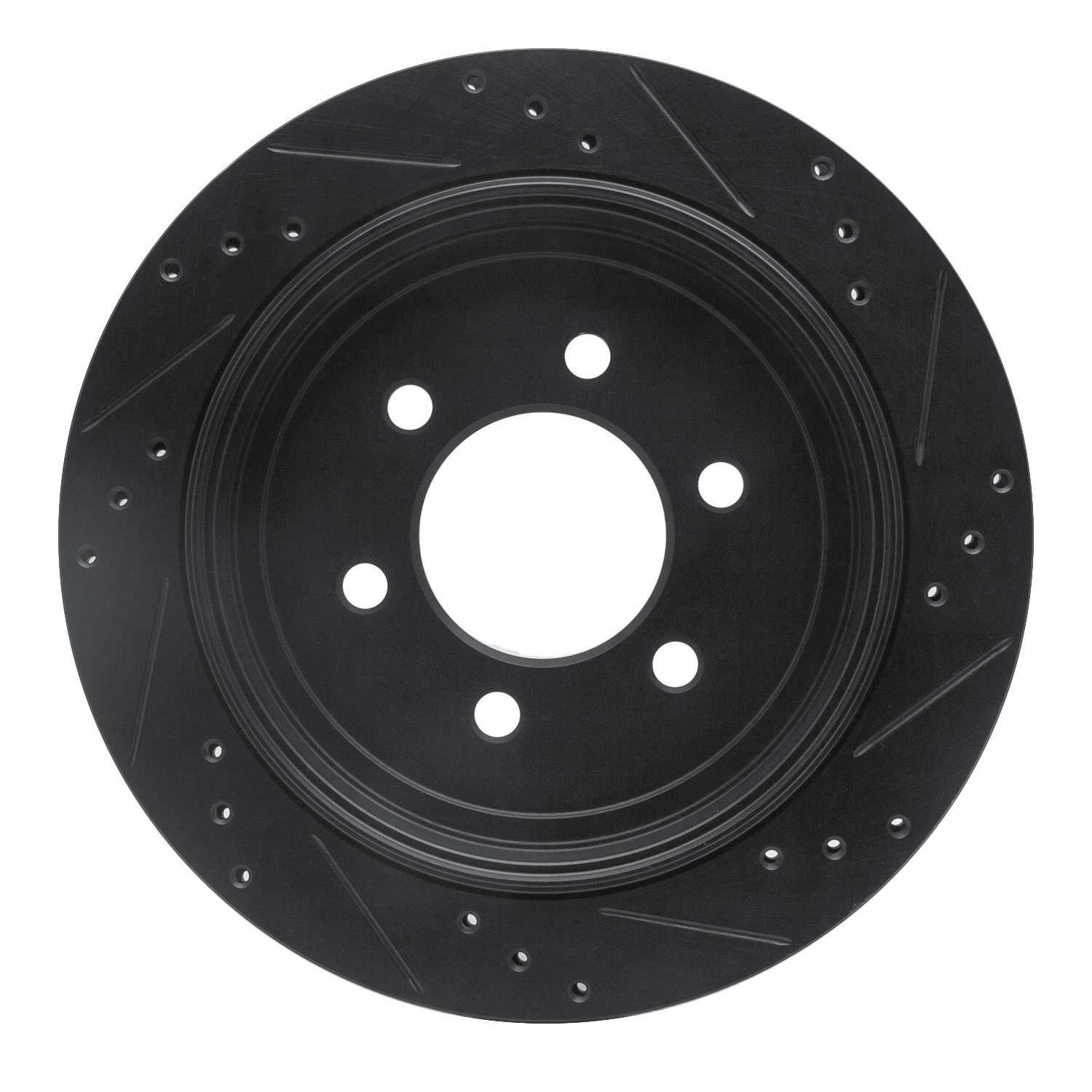 R1 Concepts 07-17 Ford Expedition Rear Left Drilled & Slotted Black Brake Rotor - Image 2