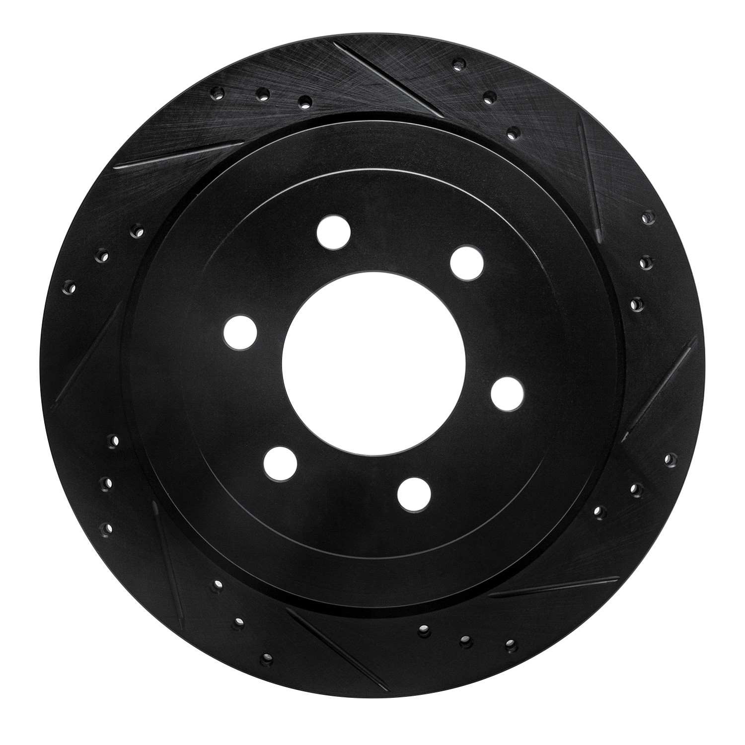 R1 Concepts 07-17 Ford Expedition Rear Right Drilled & Slotted Black Brake Rotor