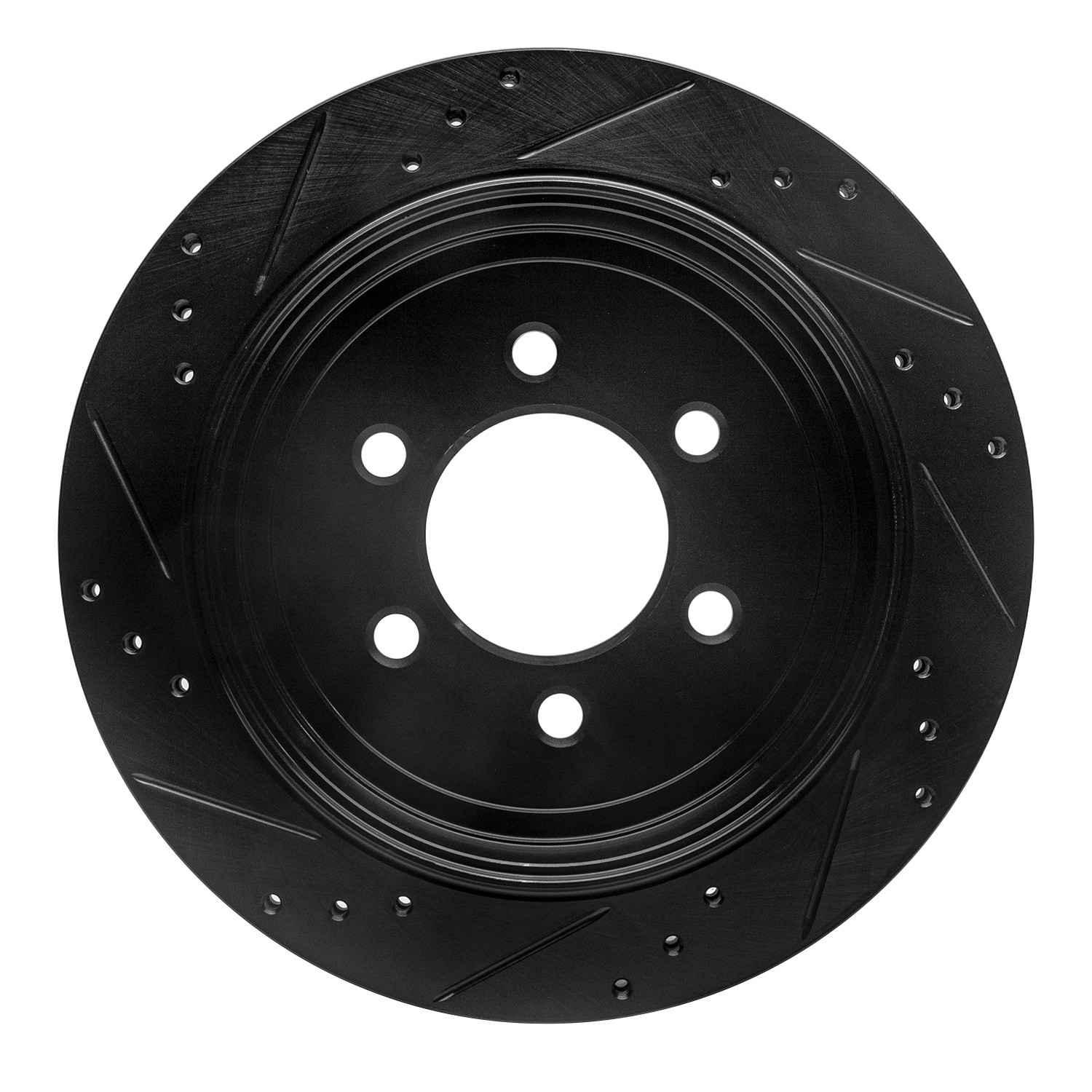 R1 Concepts 07-17 Ford Expedition Rear Right Drilled & Slotted Black Brake Rotor - Image 2