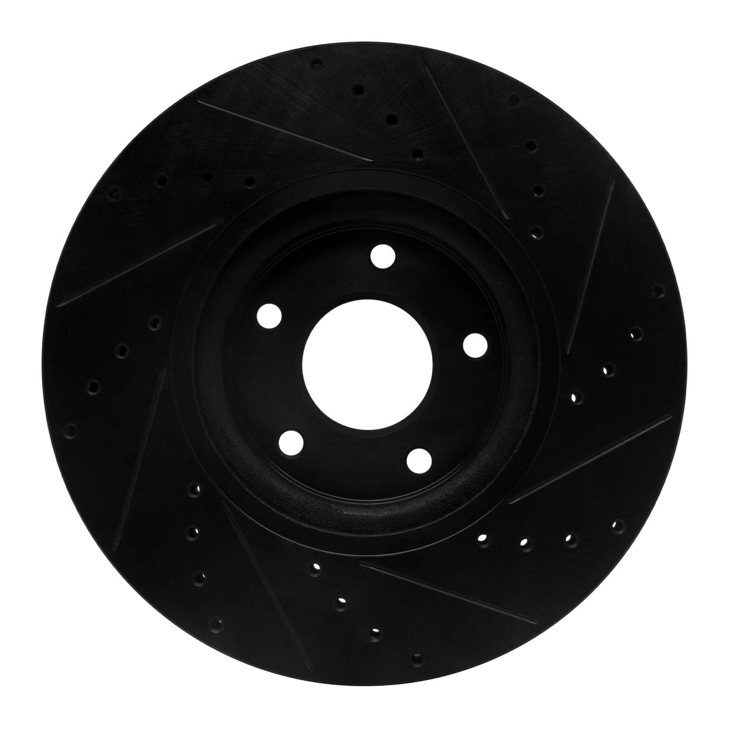R1 Concepts 07-17 Nissan Juke Front Left Drilled & Slotted Black Brake Rotor - Image 2