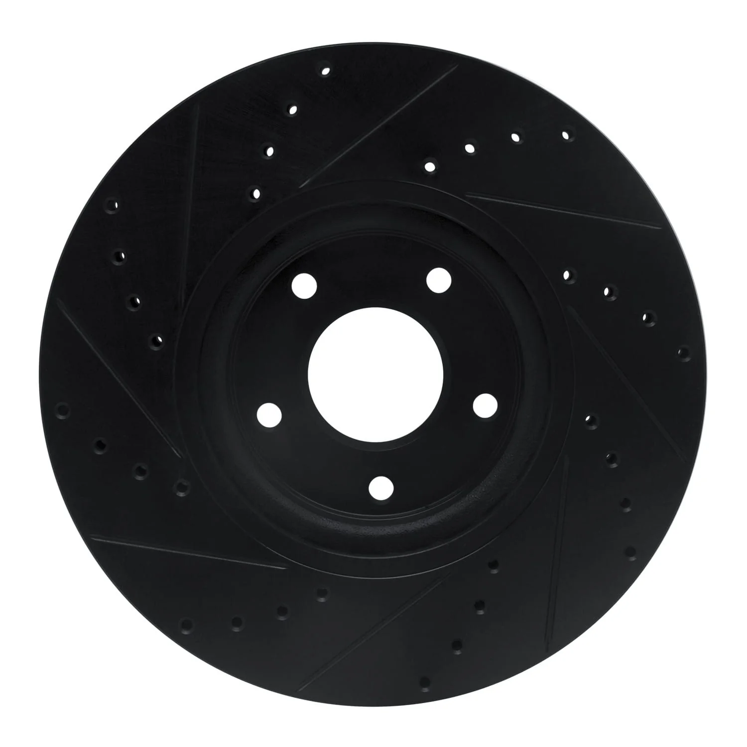 R1 Concepts 07-17 Nissan Sentra Front Right Drilled & Slotted Black Brake Rotor - Image 2