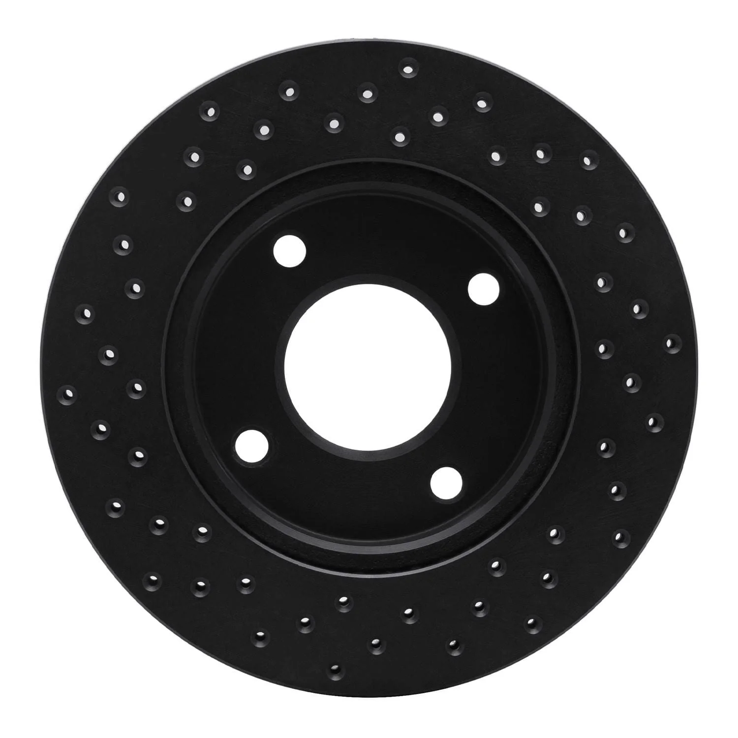 R1 Concepts 07-17 Nissan Versa Front Right Drilled Black Brake Rotor - Image 2