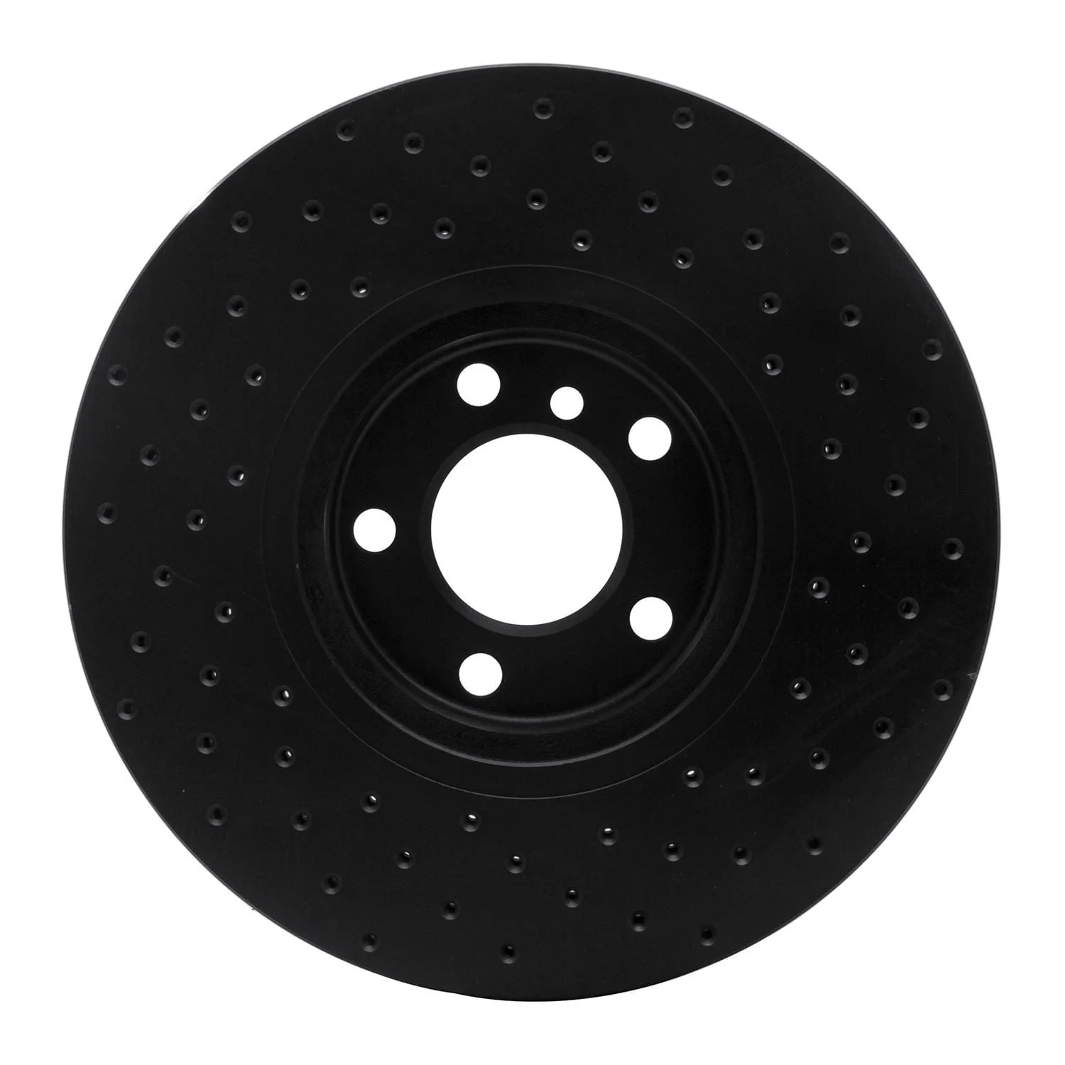 R1 Concepts 07-18 BMW X5 Front Left Drilled Black Brake Rotor - Image 2