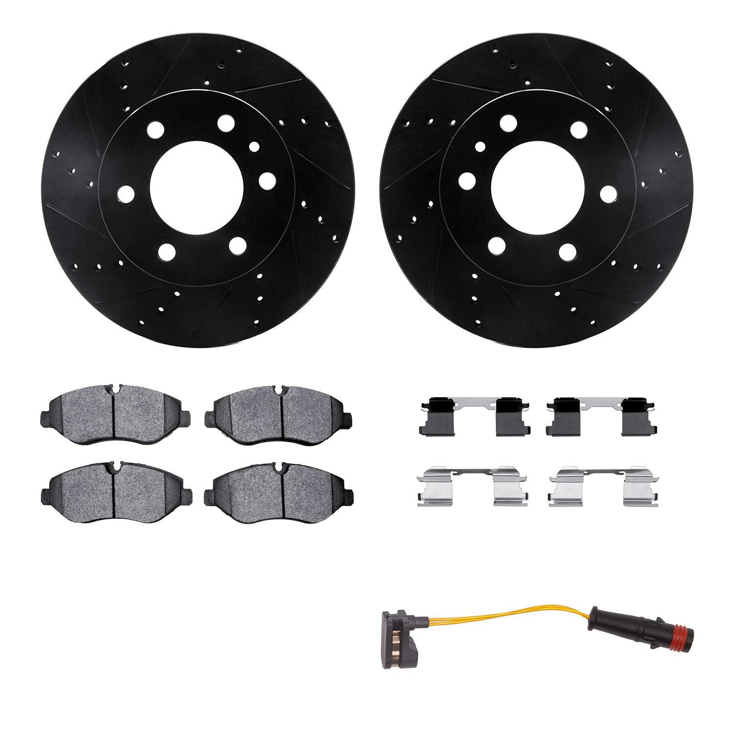 R1 Concepts 07-18 Dodge Sprinter 2500 Front Drilled & Slotted Black Brake Rotor Set w/Super Duty Pads