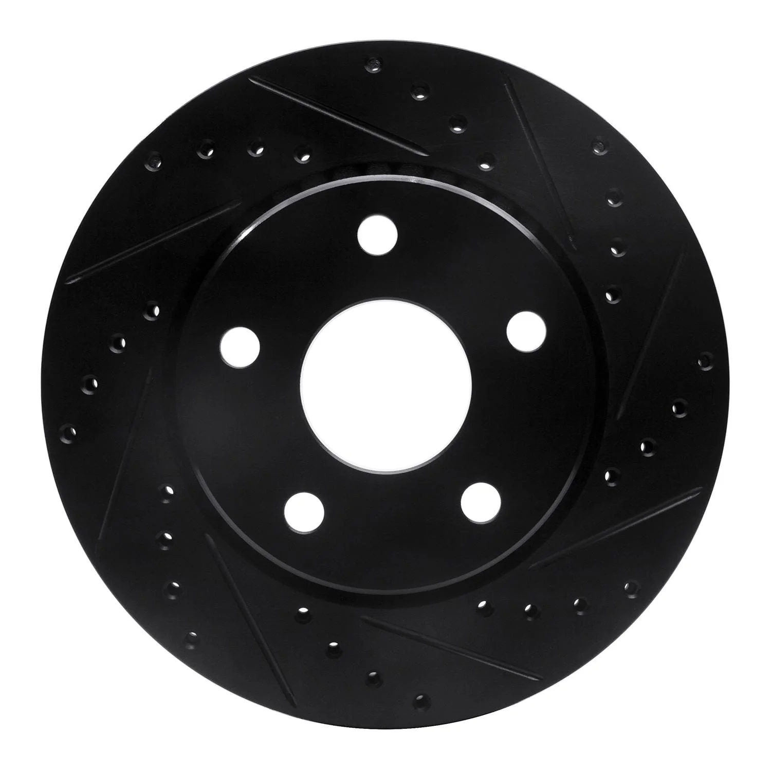 R1 Concepts 07-18 Jeep Wrangler Front Right Drilled & Slotted Black Brake Rotor