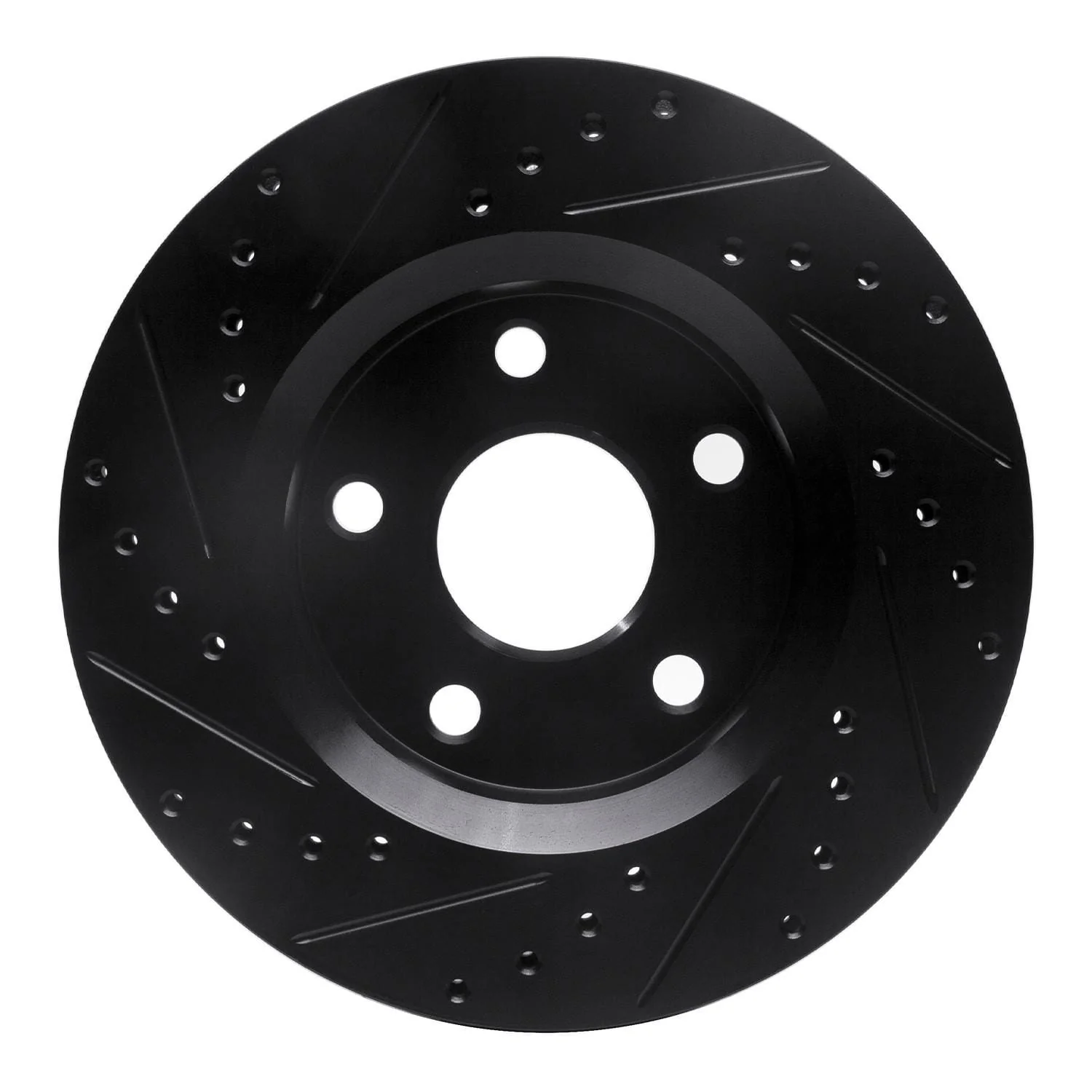 R1 Concepts 07-18 Jeep Wrangler Front Right Drilled & Slotted Black Brake Rotor - Image 2