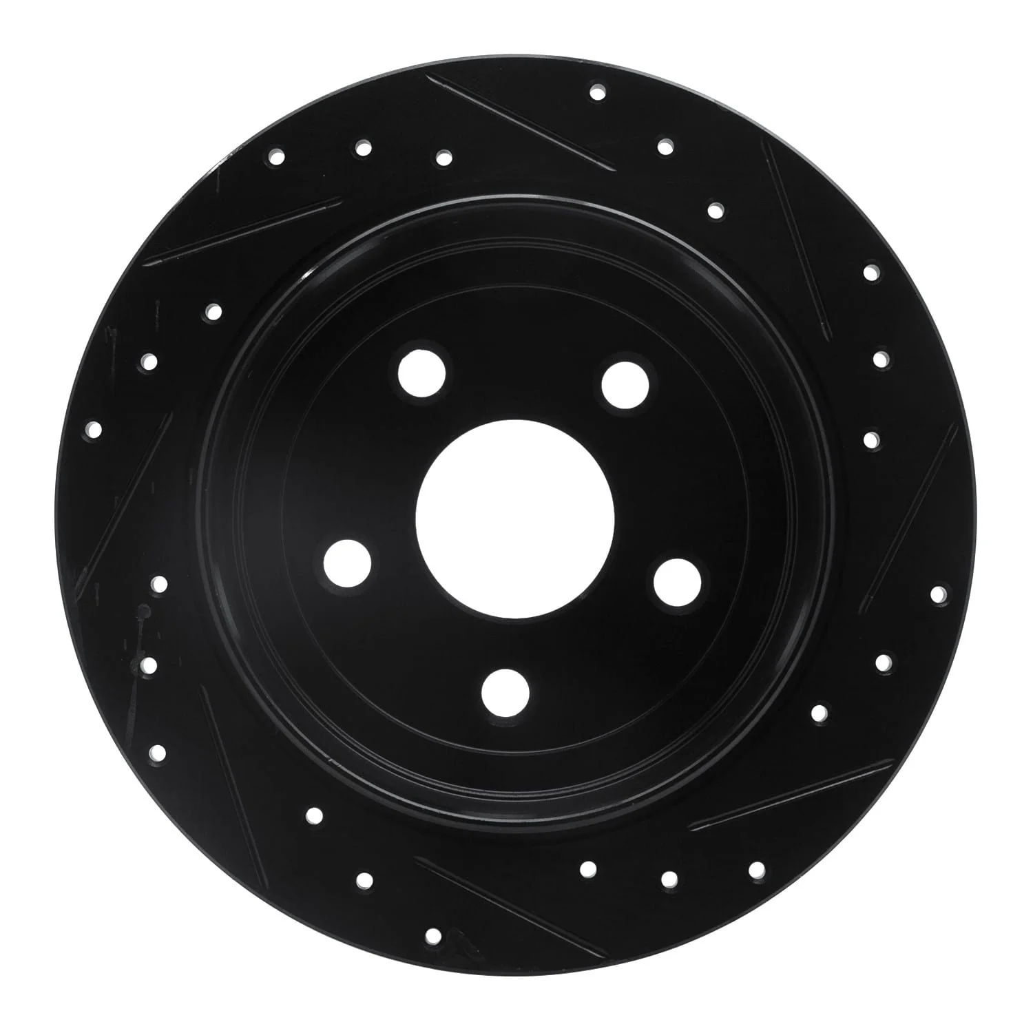 R1 Concepts 07-18 Jeep Wrangler Rear Left Drilled & Slotted Black Brake Rotor - Image 2