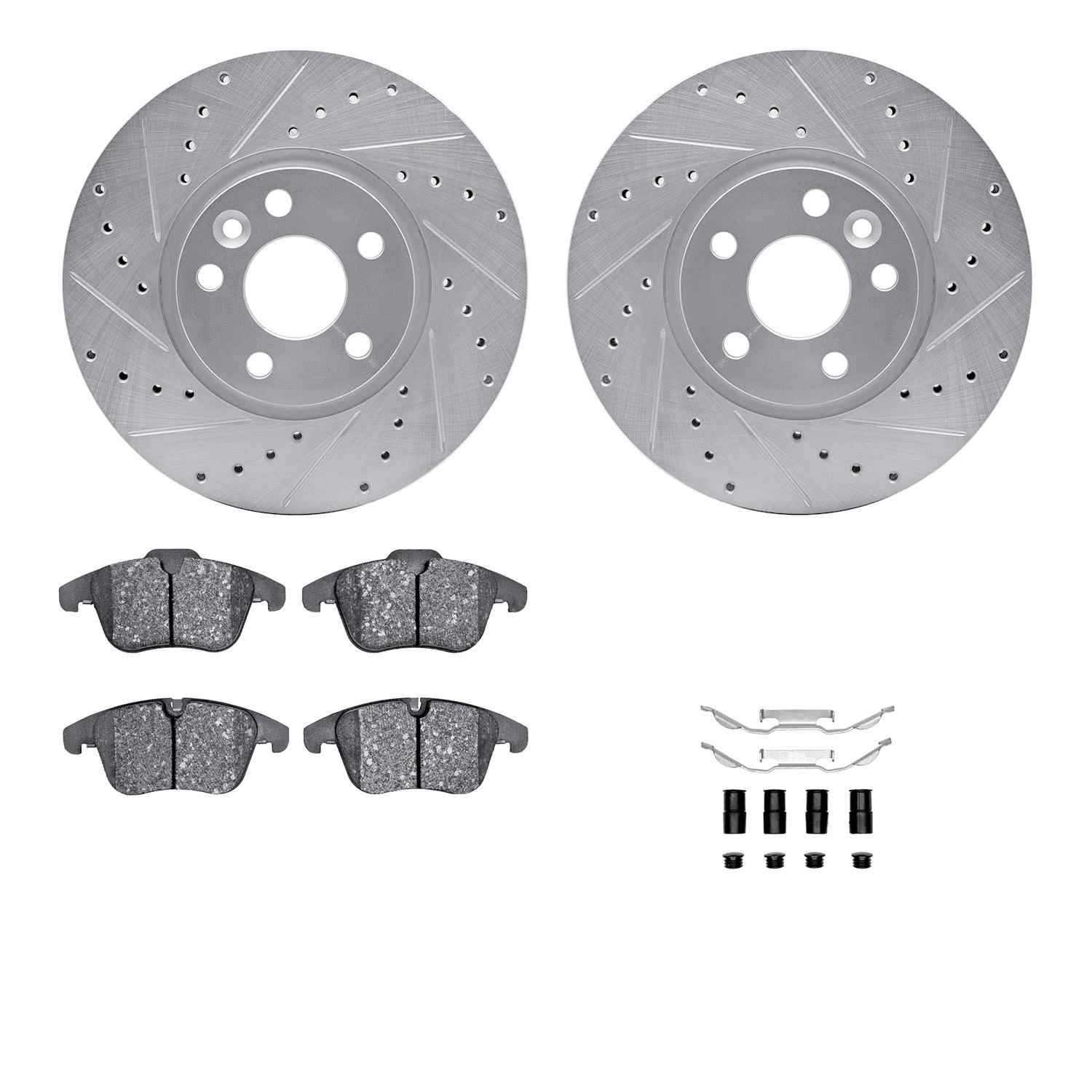 R1 Concepts 07-18 Land Rover Range Rover Evoque Front Drill/Slot Silver Rotors w/Ceramic Pads