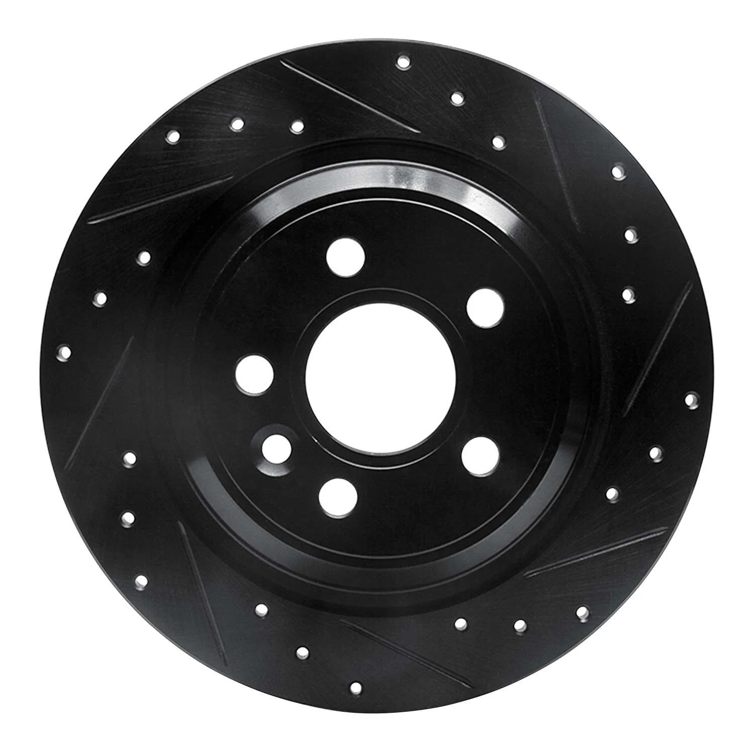 R1 Concepts 07-18 Volvo S60 Cross Country Rear Right Drilled & Slotted Black Brake Rotor