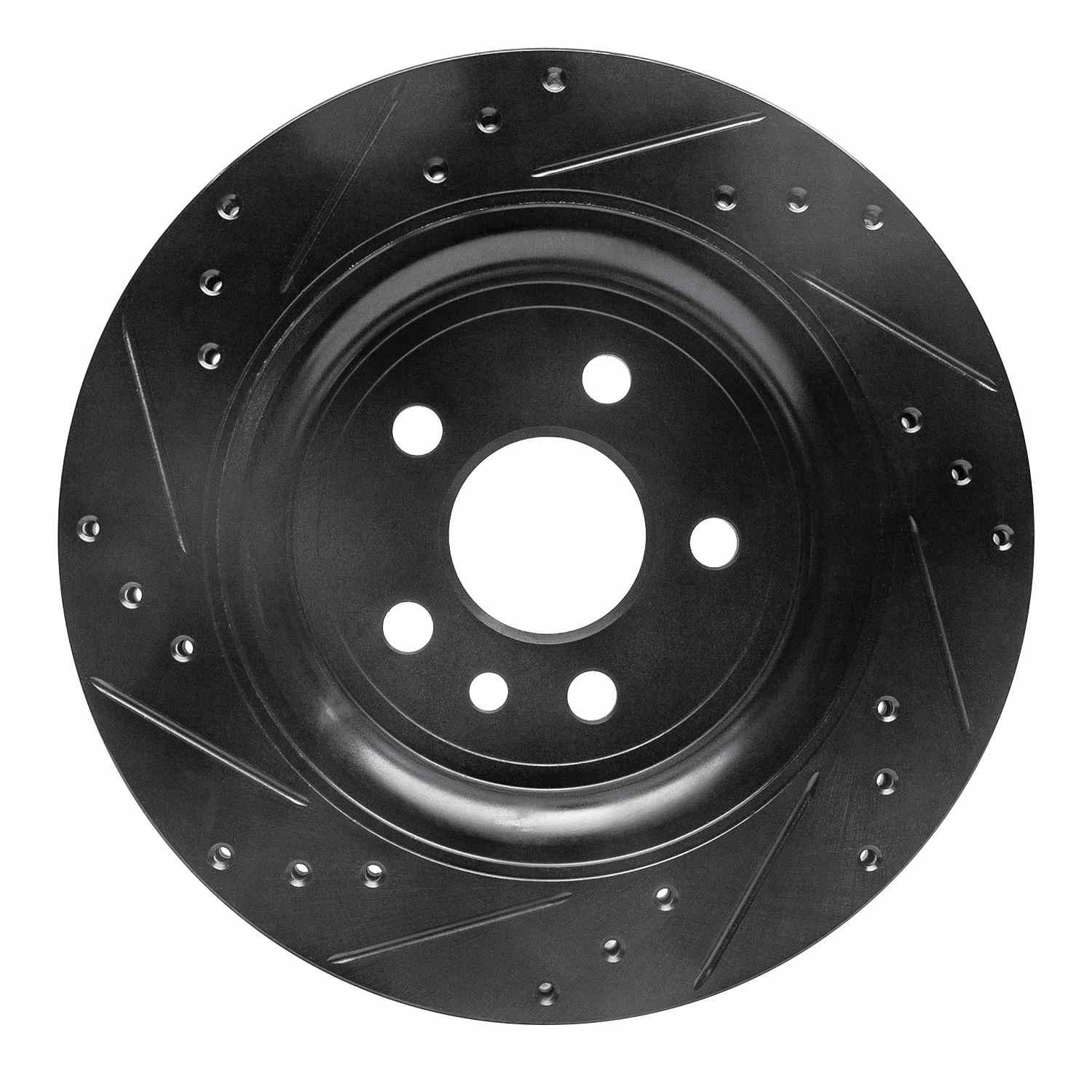 R1 Concepts 07-18 Volvo S60 Rear Right Drilled & Slotted Black Brake Rotor - Image 2
