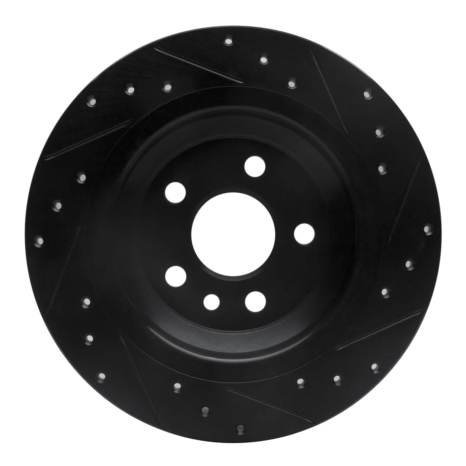 R1 Concepts 07-18 Volvo V60 Cross Country Rear Left Drilled & Slotted Black Brake Rotor - Image 2