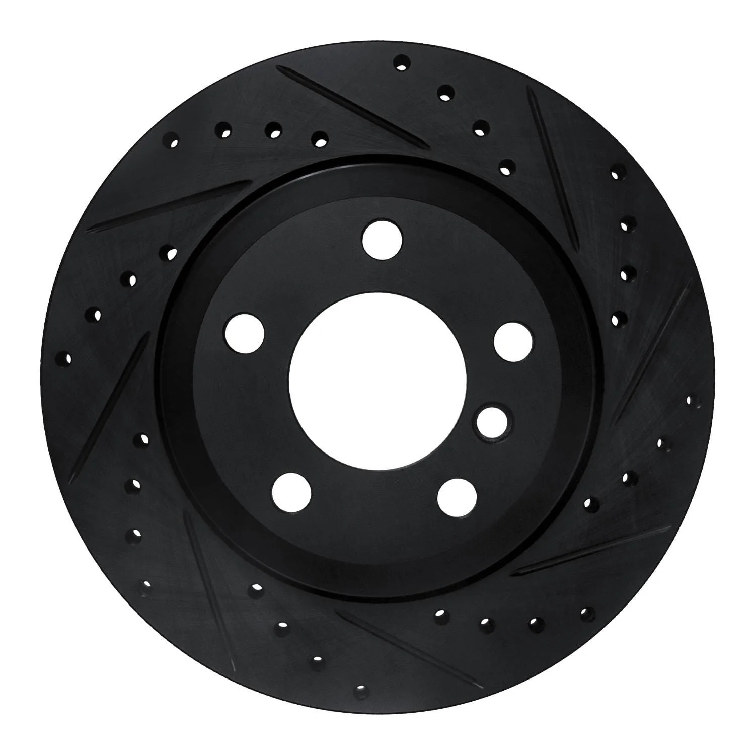 R1 Concepts 07-19 BMW X5 Rear Right Drilled & Slotted Black Brake Rotor