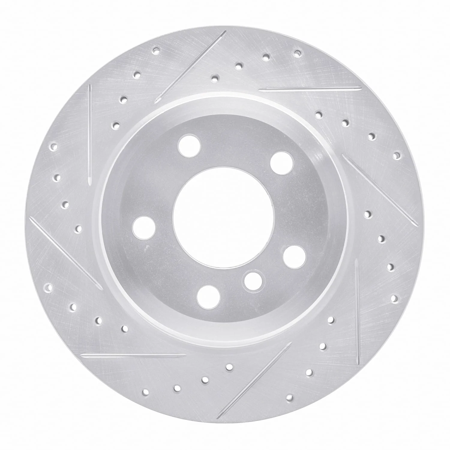 R1 Concepts 07-19 BMW X6 Rear Left Drilled & Slotted Silver Brake Rotor